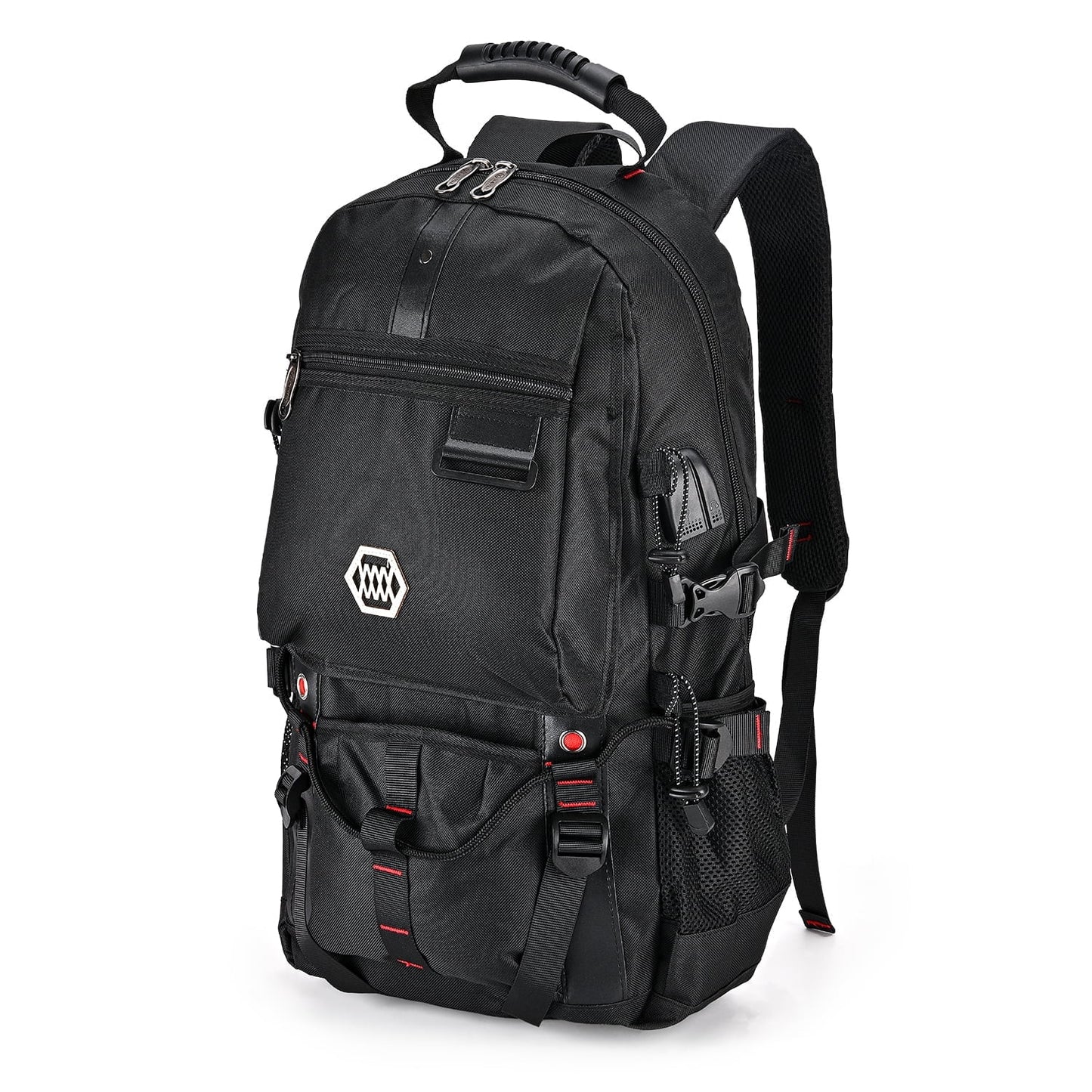 56L Anti-Theft Hiking Backpack for Men & Women - Durable Polyester Travel Bag with Slim Design