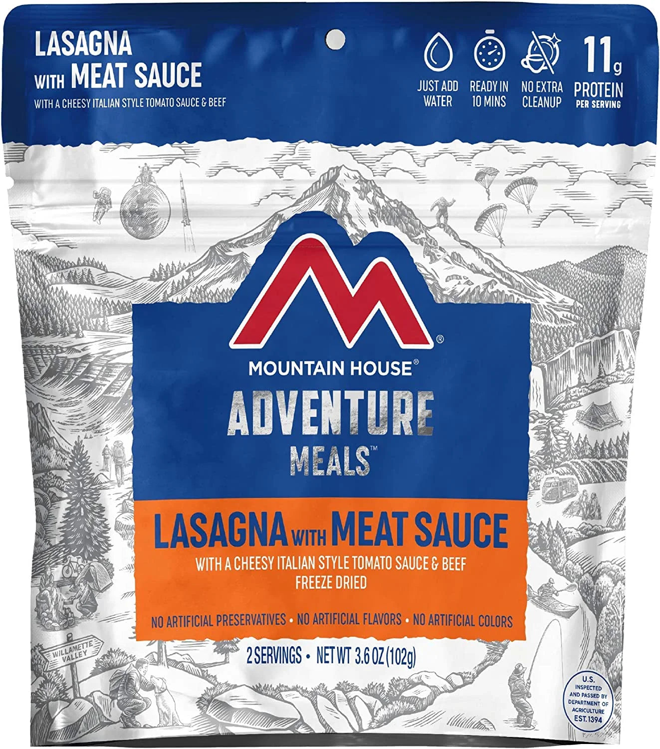 Lasagna with Meat Sauce - 6 Pouches of Delicious Freeze-Dried Backpacking & Emergency Food
