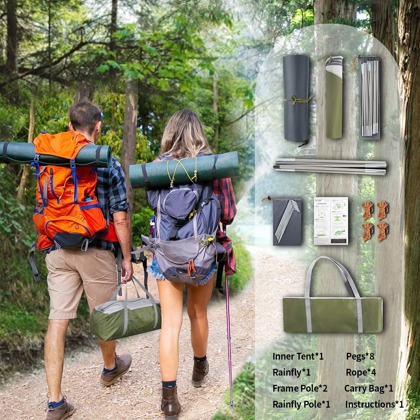Image of an ultralight 5lb waterproof emergency prep tent, featuring durable materials, ventilated design, and gear organization options, ideal for camping and bug-out bags, displayed on a clean white background.