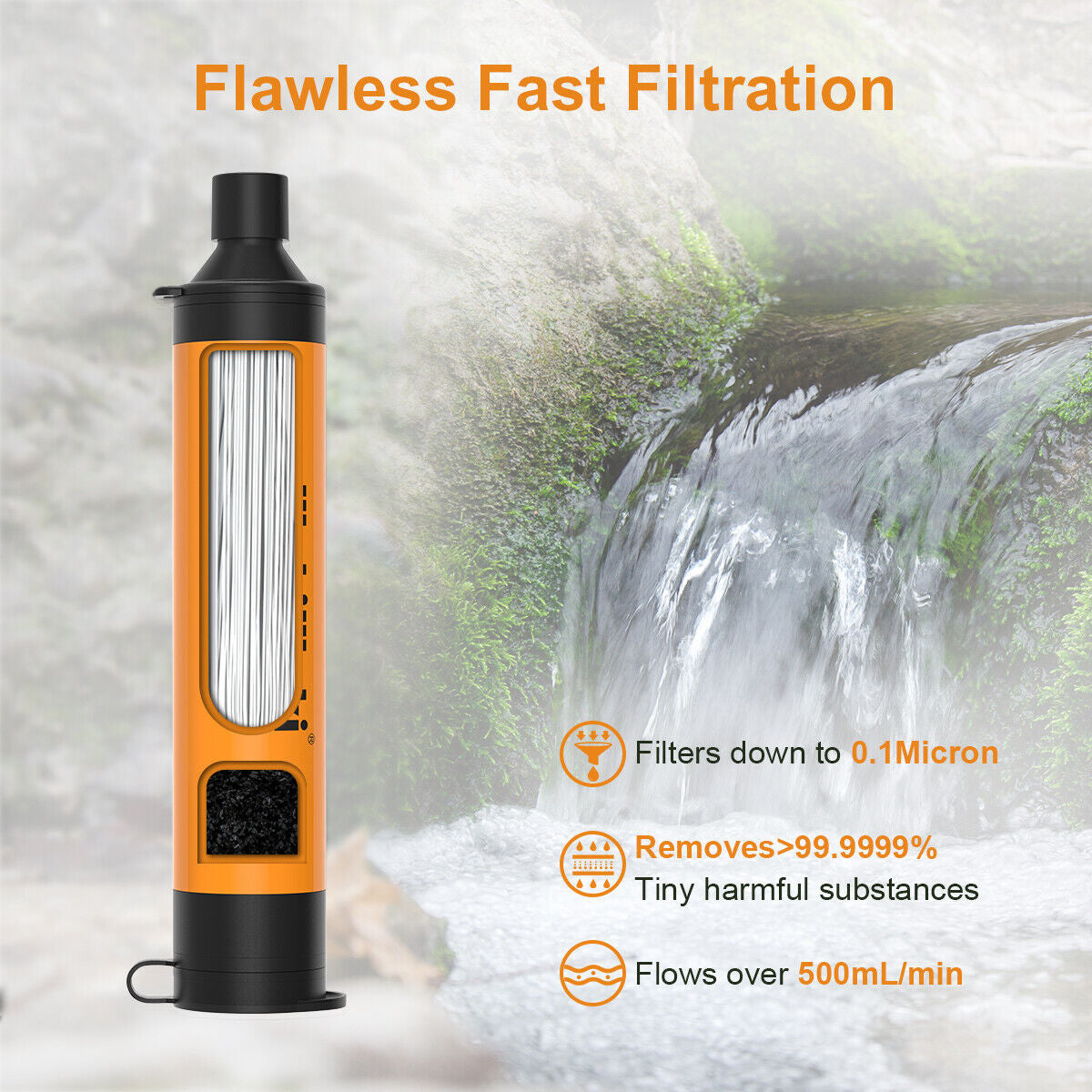 "Survival Water Straw 2-Pack - military-grade portable filtration system for camping and emergencies."