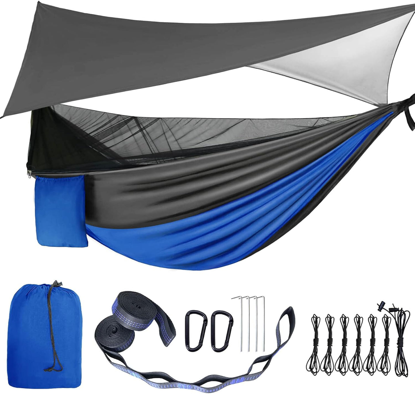 Ultimate Camping Hammock with Mosquito Net & Rain Fly – Portable Single/Double Nylon Parachute Hammock for Adventure & Relaxation, Complete with Heavy-Duty Tree Straps