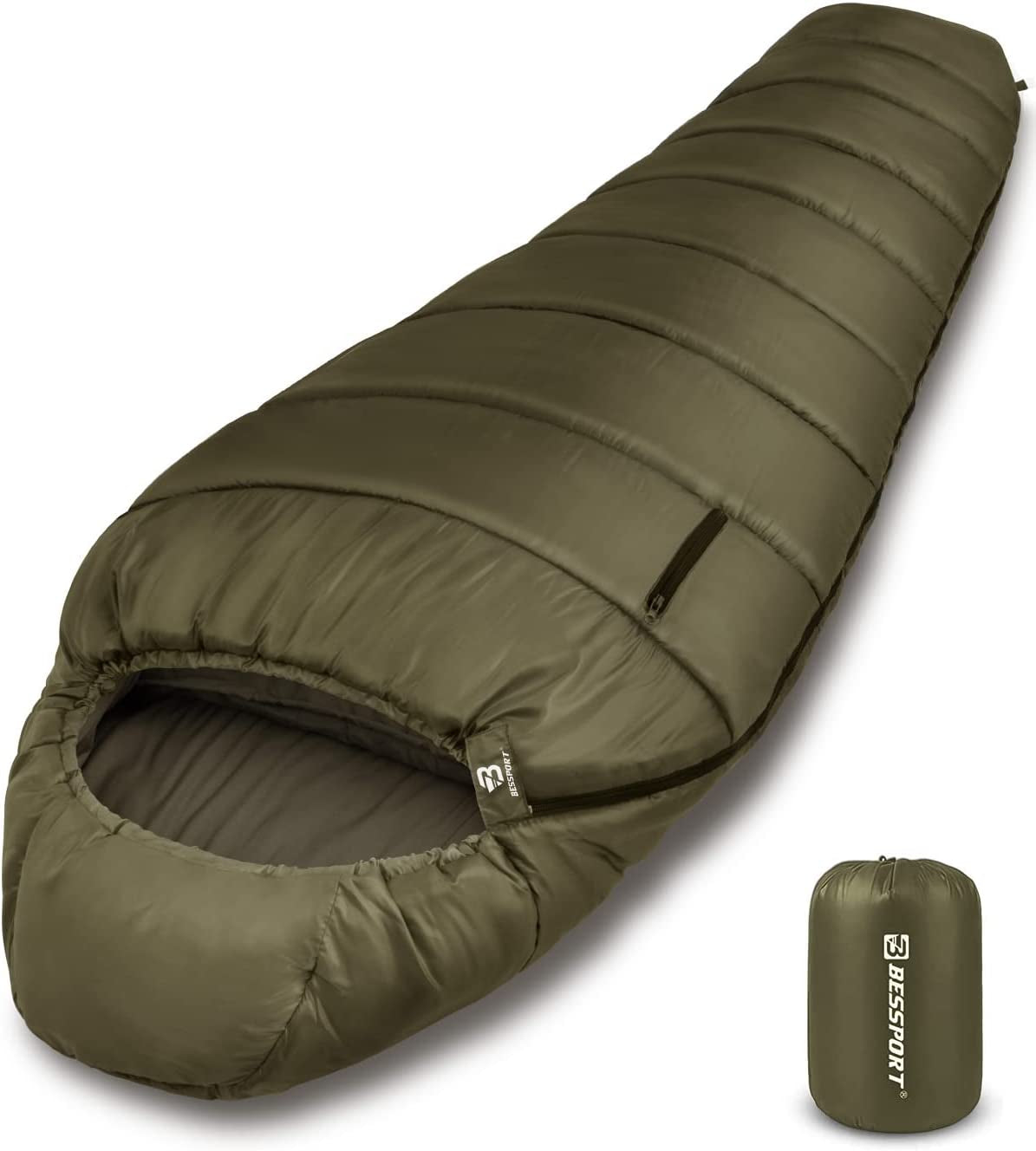 Bessport Ultra-Warm Mummy Sleeping Bag - 15-45°F for Extreme Cold Weather, Perfect for Hiking and Outdoor Adventures! Washable & Cozy 3-4 Season Comfort for Adults