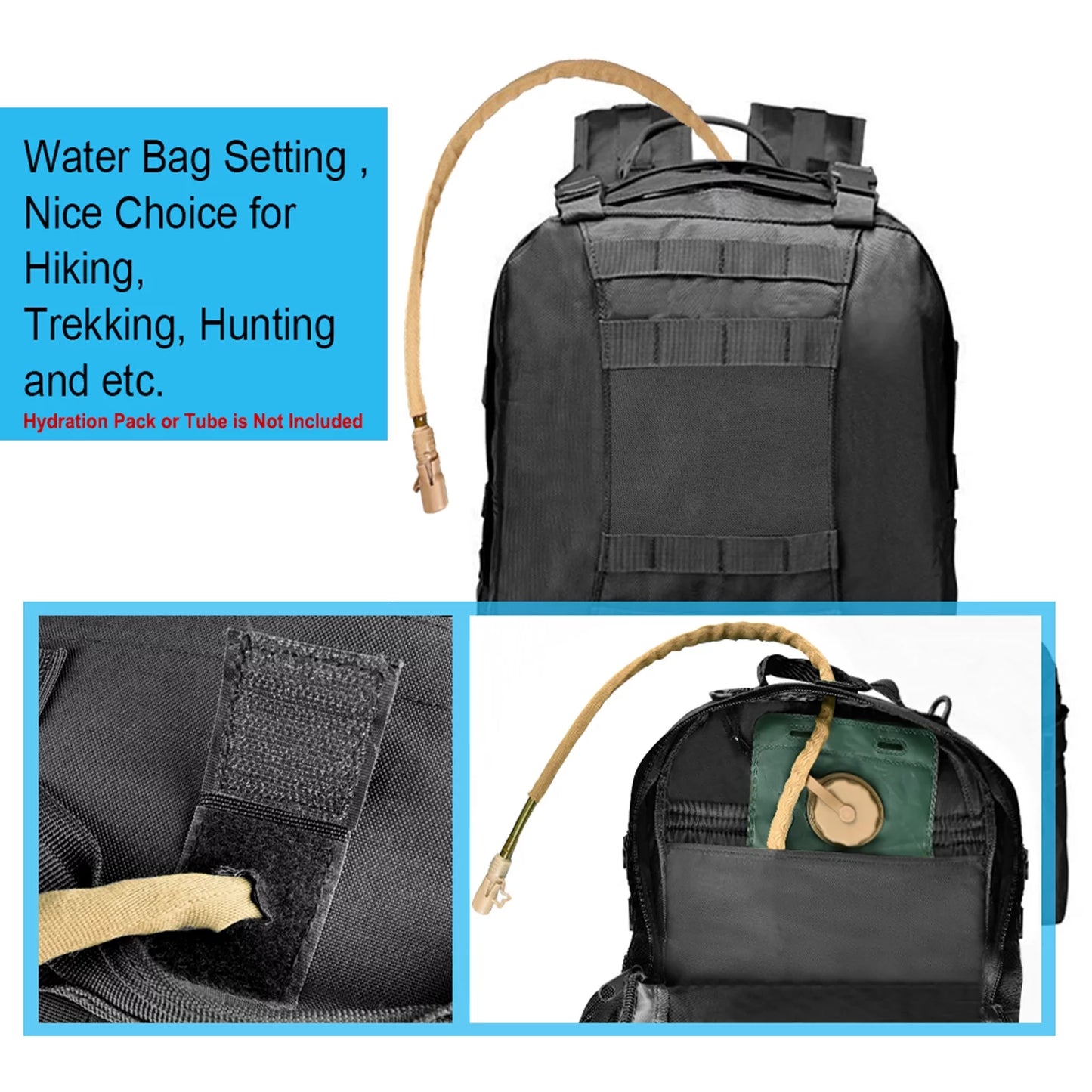 "Brightify 60L Camping & Hiking Backpack in black - water-resistant, spacious, and perfect for outdoor adventures."