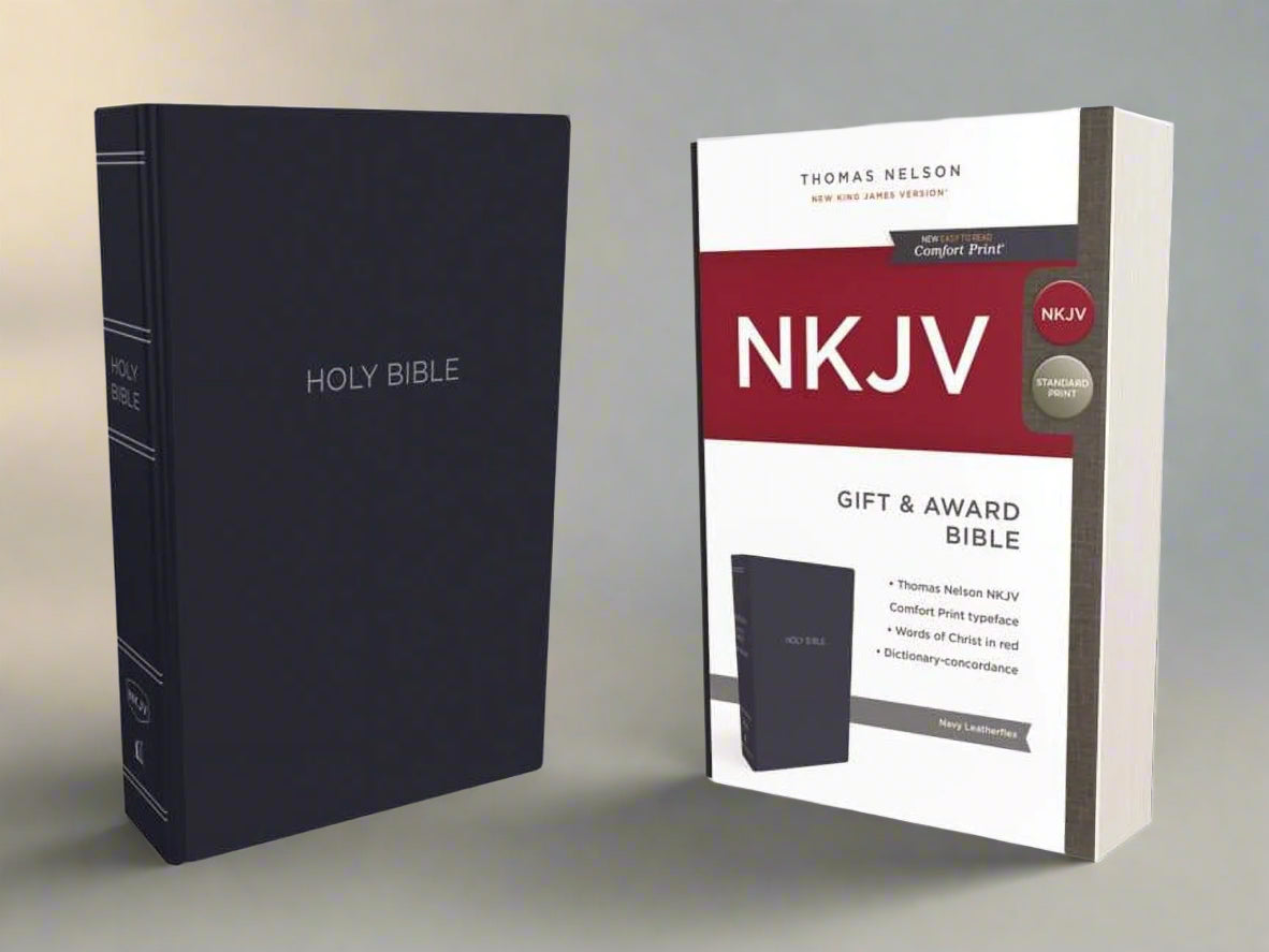 NKJV Gift and Award Bible - Luxurious Leather-Look Blue, Red Letter Edition (Hardcover)