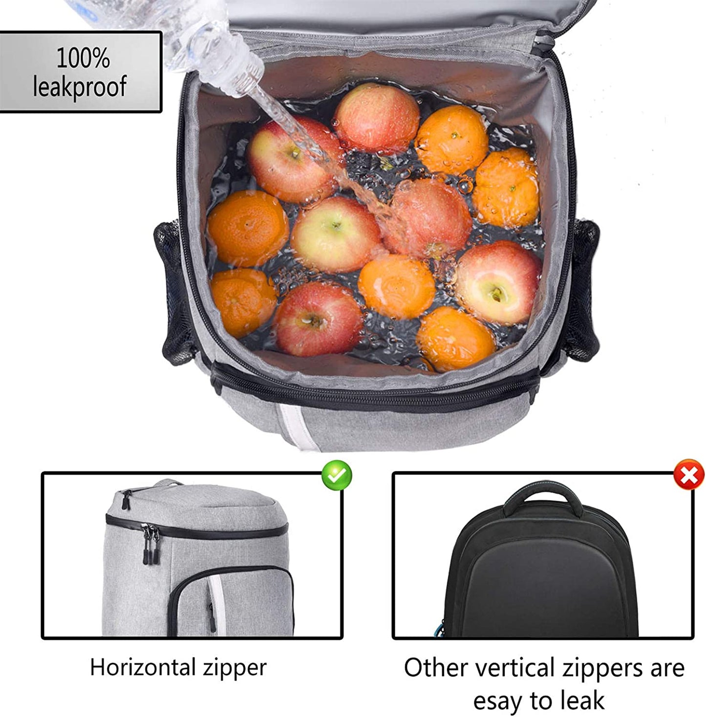 FORICH Lightweight Waterproof Backpack Cooler - Insulated, Leakproof Soft Cooler for Work, Beach, Picnics, Camping & Hiking - Holds 30 Cans