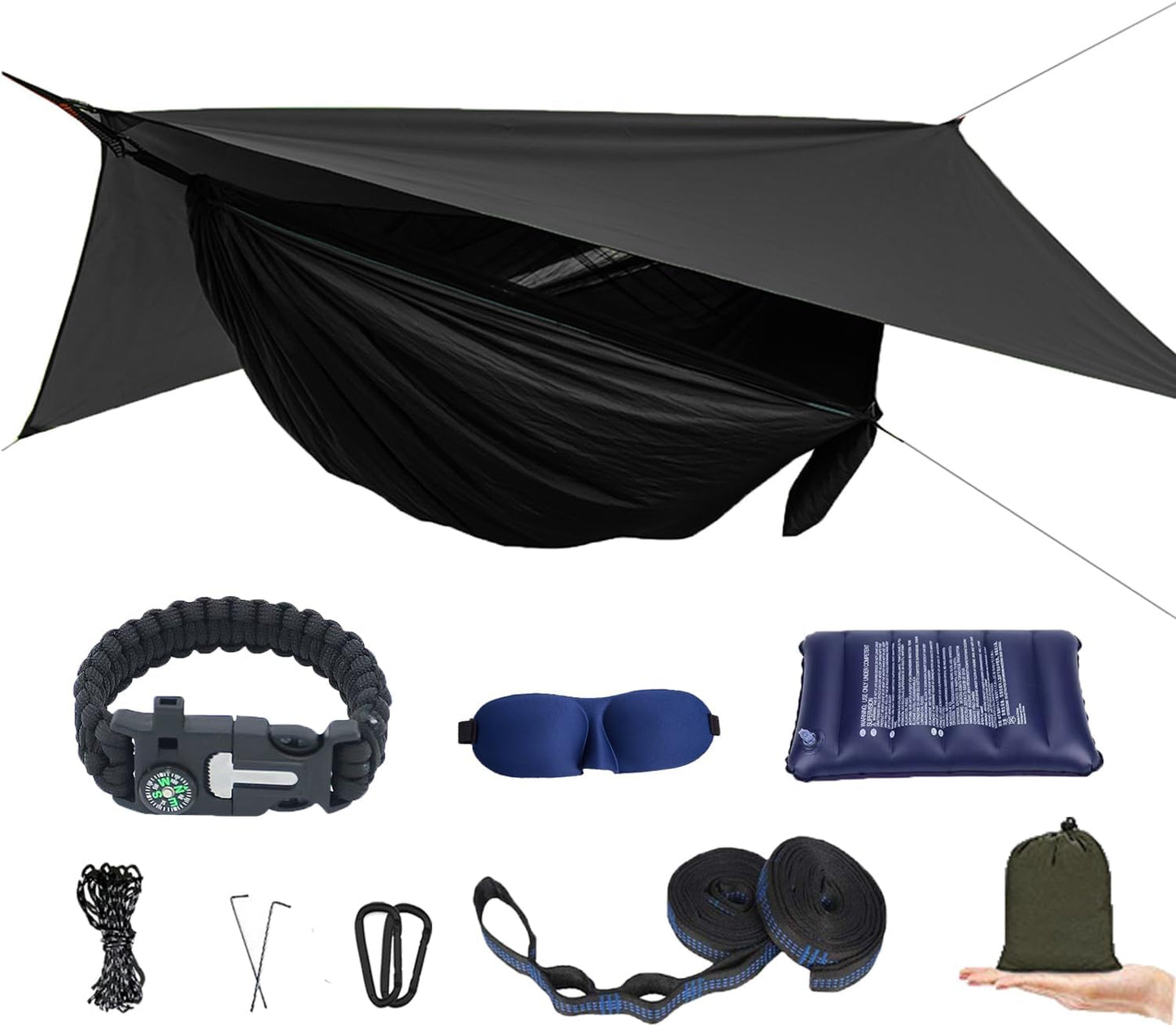 Ultra-Light Camping Hammock with Mosquito Net & Rain Fly - Perfect for Hiking, Backpacking, & Outdoor Adventures!