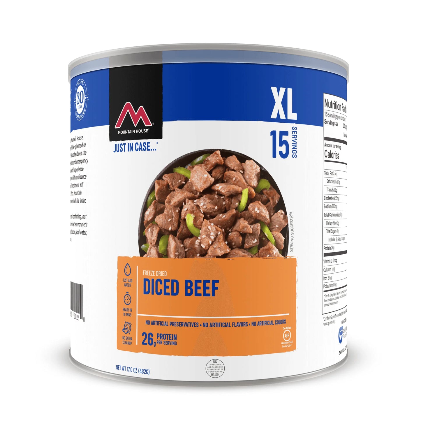 Diced Beef - Flavorful Freeze-Dried Emergency Food for Camping, Hiking & Backpacking - Gluten-Free #10 Can