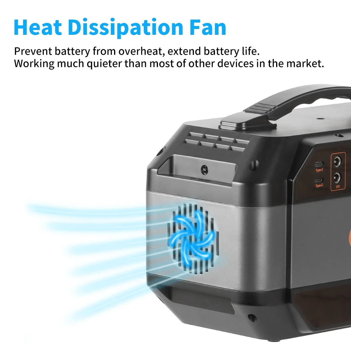 Image of a 299Wh portable power station featuring multiple outlets (AC, USB, and DC), compact and lightweight, ideal for home backup, outdoor adventures, and emergencies, displayed on a clean white background.