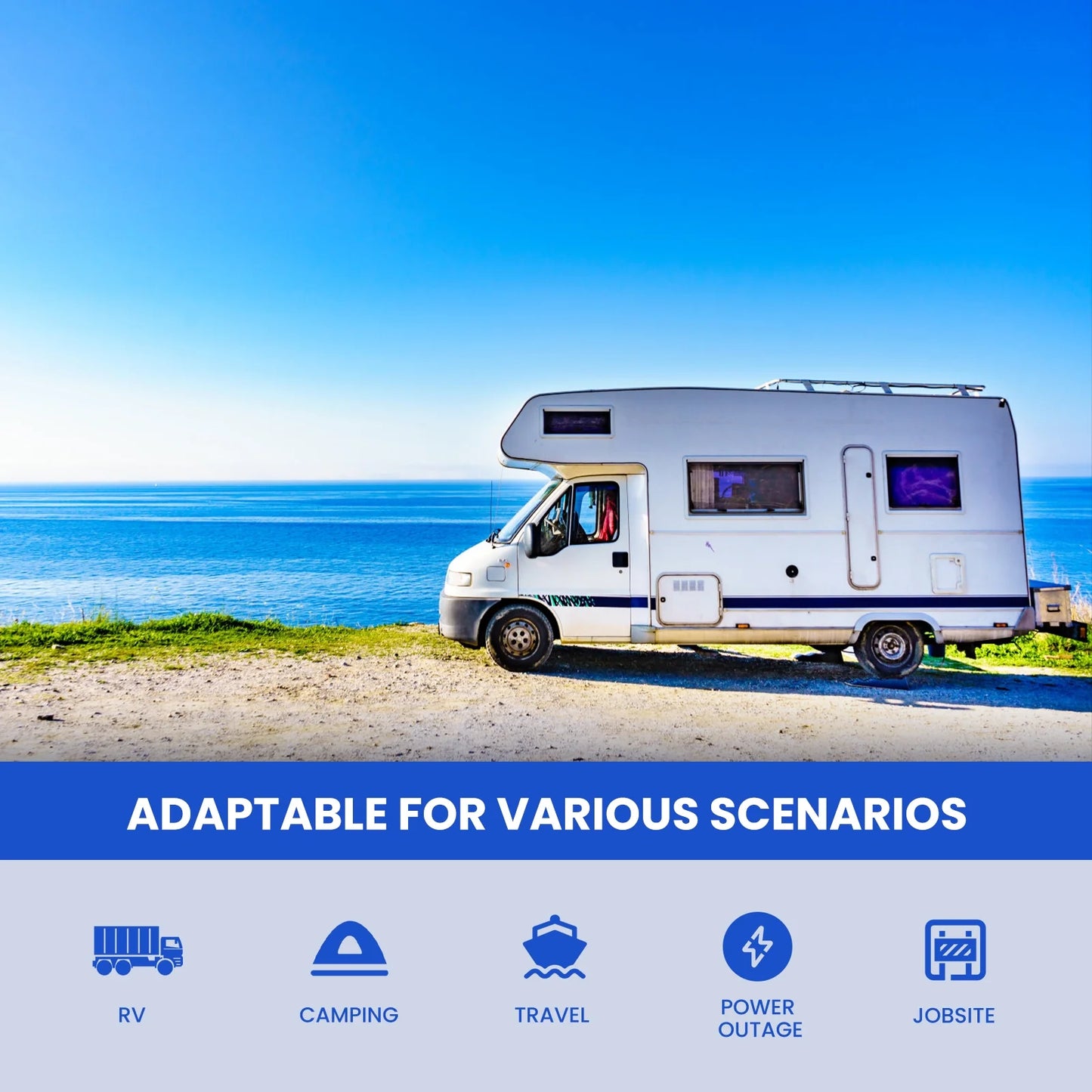 Image of the 2250W Super Quiet Gasoline Generator featuring a compact design, eco-mode, parallel capability, and USB ports, ideal for home backup and camping, displayed on a clean white background.