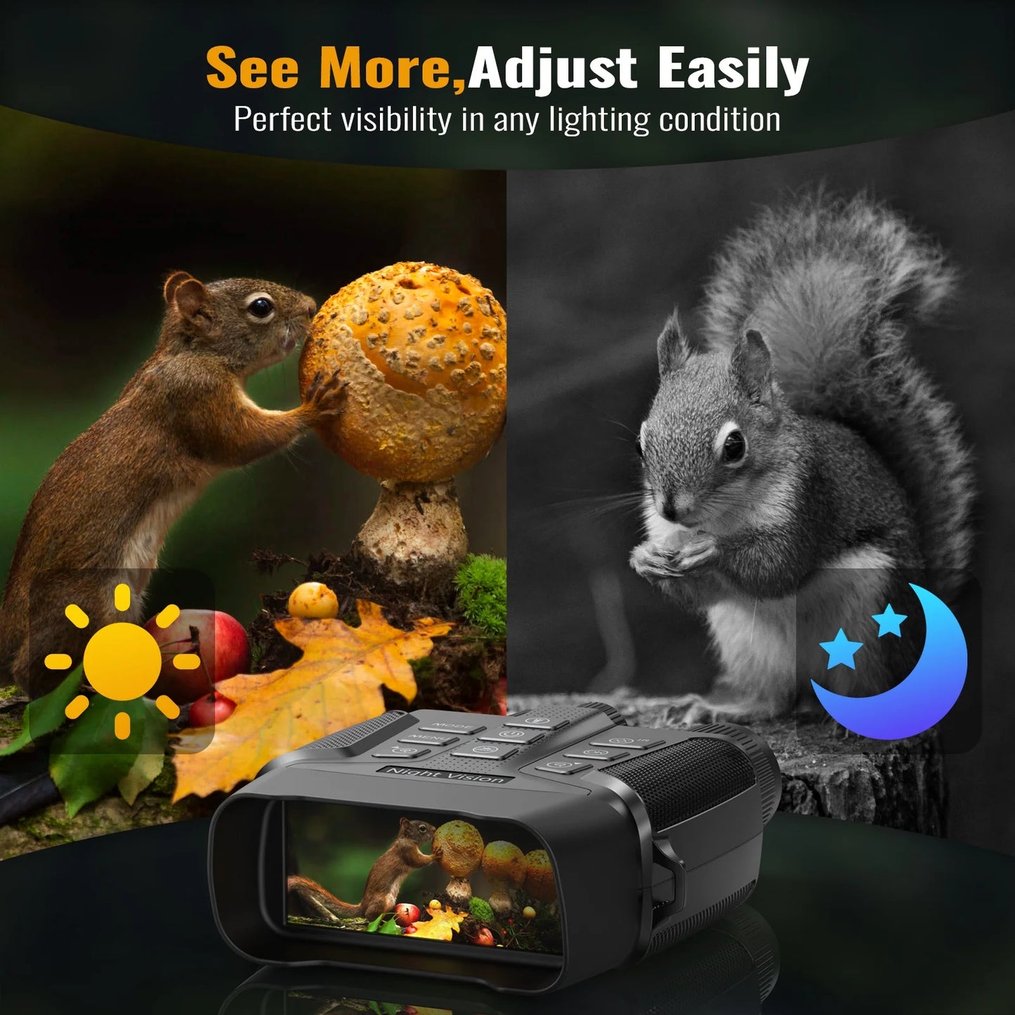 4K Night Vision Goggles - 5X Zoom, Waterproof Binoculars with 32GB Card & Rechargeable Battery for Hunting Adventures
