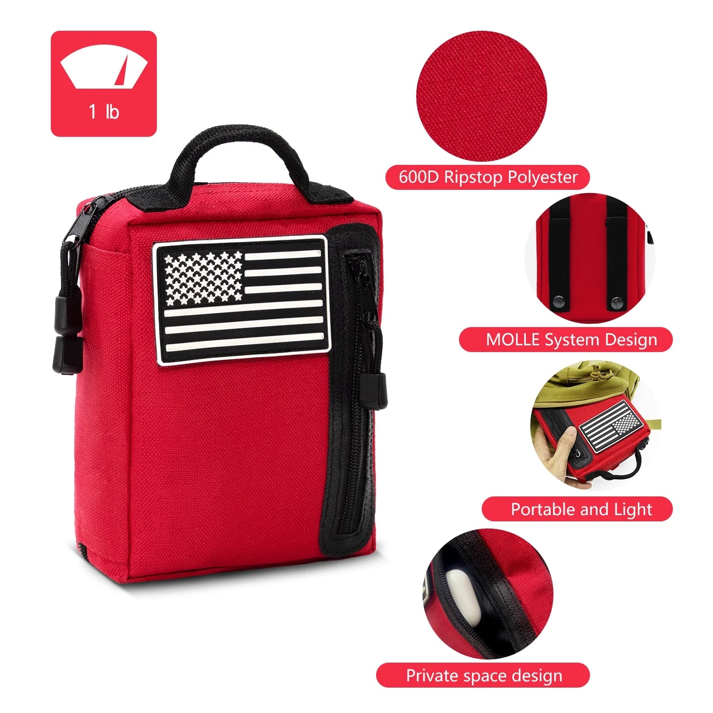 "Compact Premium First Aid Kit with travel-ready design, showcasing its organized and portable features for home, car, and outdoor use."