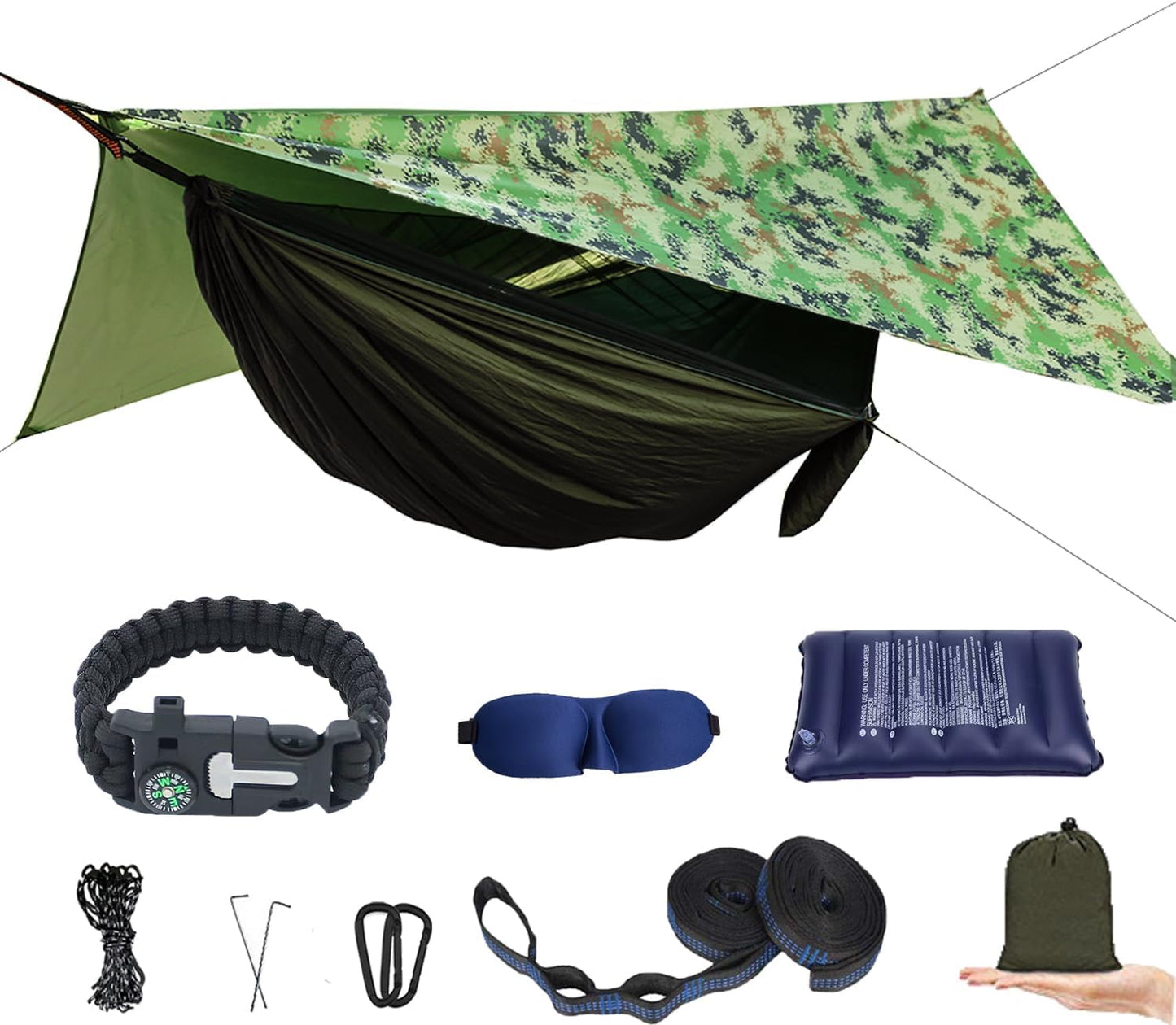 Ultra-Light Camping Hammock with Mosquito Net & Rain Fly - Perfect for Hiking, Backpacking, & Outdoor Adventures!