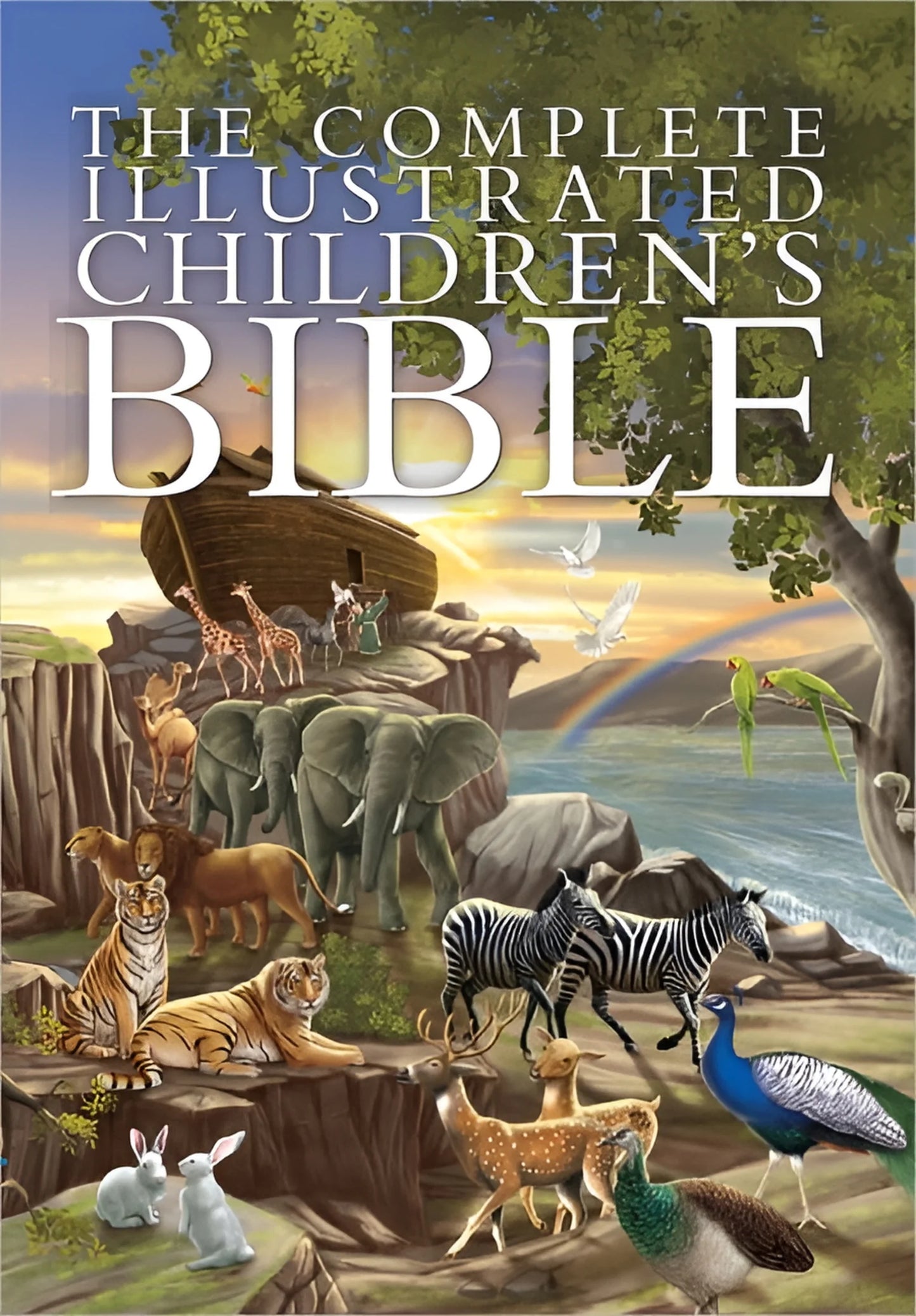 Image of the Illustrated Children's Bible (Hardcover), featuring vibrant cover art and nearly 300 illustrations, designed to engage young readers and families, displayed on a clean white background.