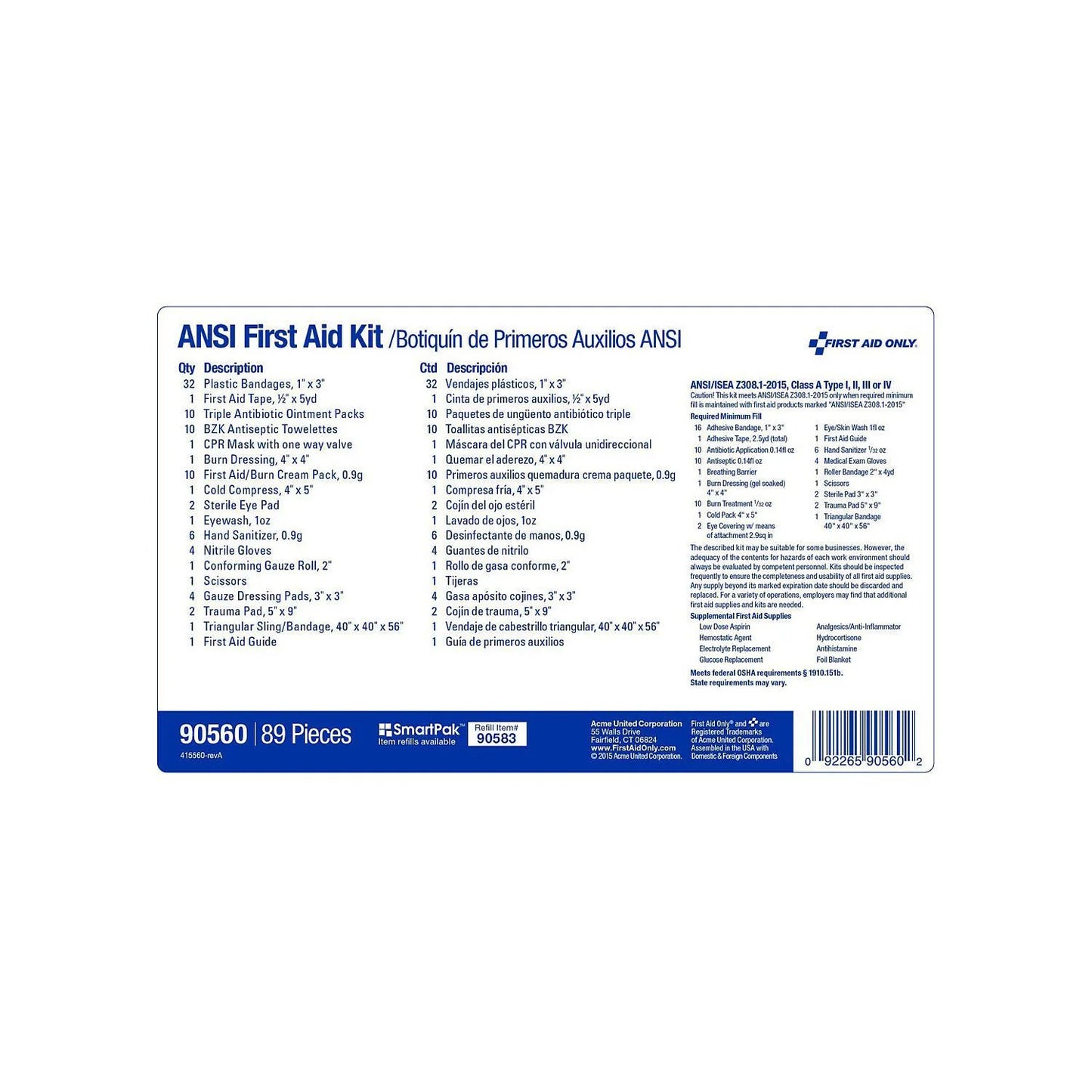 "Class A 25-Person First Aid Kit in a durable metal case, wall-mounted, showcasing its weatherproof design and organized supplies."