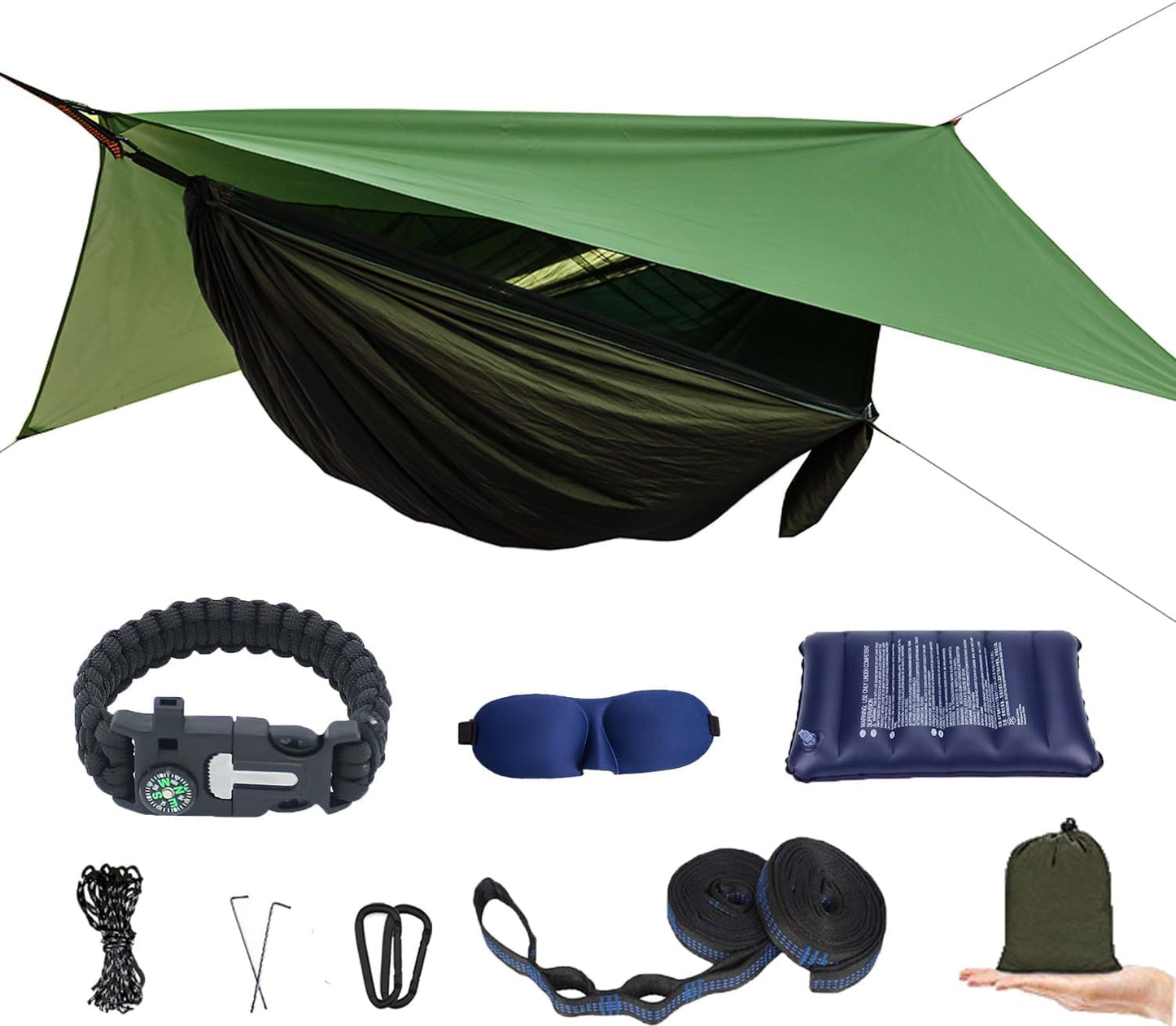 Ultra-Light Camping Hammock with Mosquito Net & Rain Fly - Perfect for Hiking, Backpacking, & Outdoor Adventures!