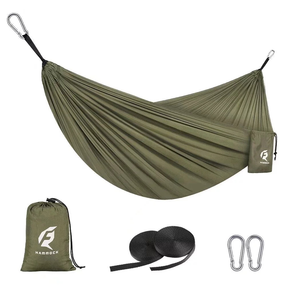 QUANFENG Lightweight Single Camping Hammock - Supports 400 lbs - Perfect for Outdoor Adventures (Green)