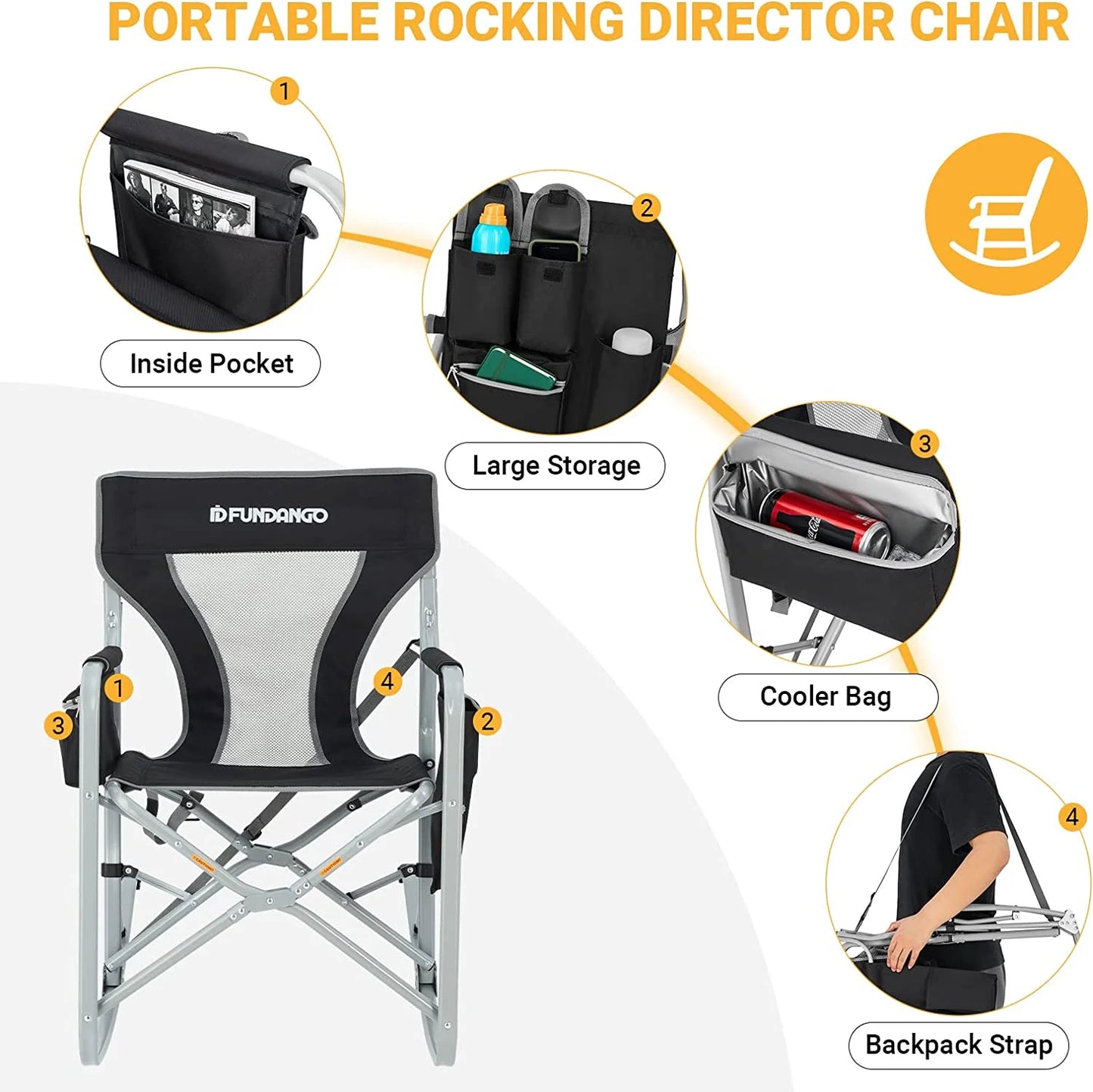 Image of the Emergency Camp Chair featuring a 300lb capacity, ergonomic design, and folding portability, ideal for camping, emergency kits, and outdoor adventures, displayed on a clean white background.