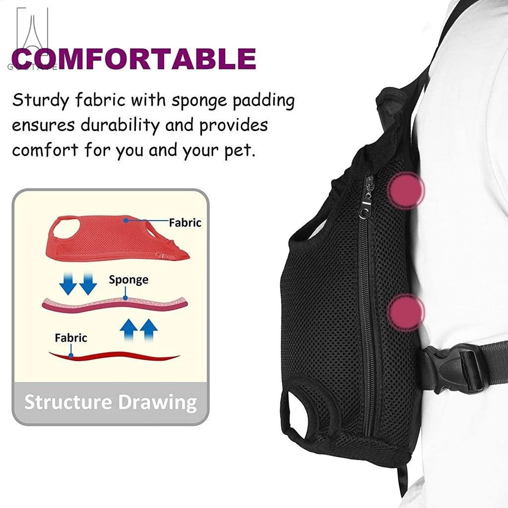 Pink pet carrier backpack with breathable mesh, adjustable straps, and lightweight design, ideal for small to medium-sized pets.
