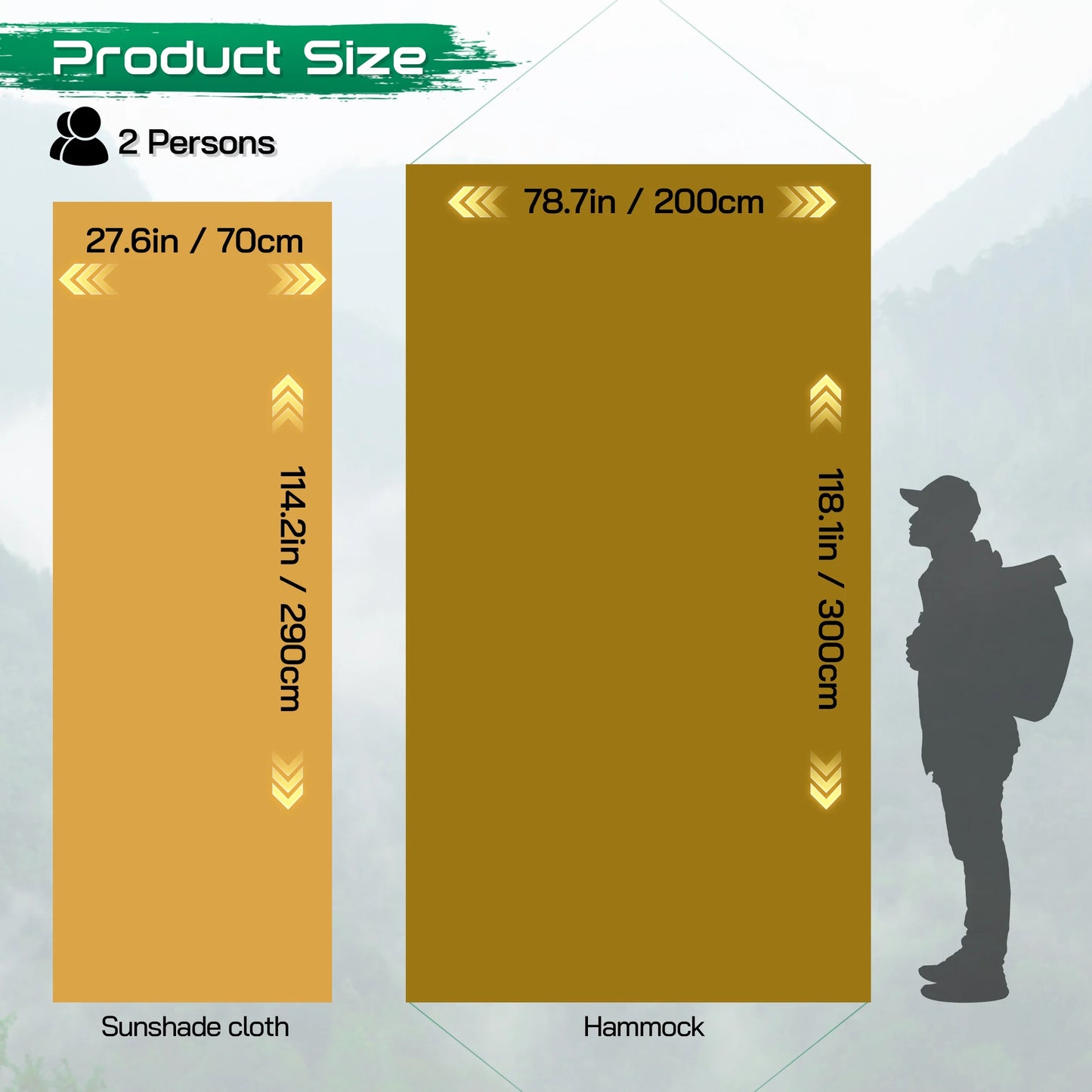 3-in-1 Portable Camping Hammock Tent - 550Lbs Capacity, Compact Design (15.7 x 9 inches) - Black