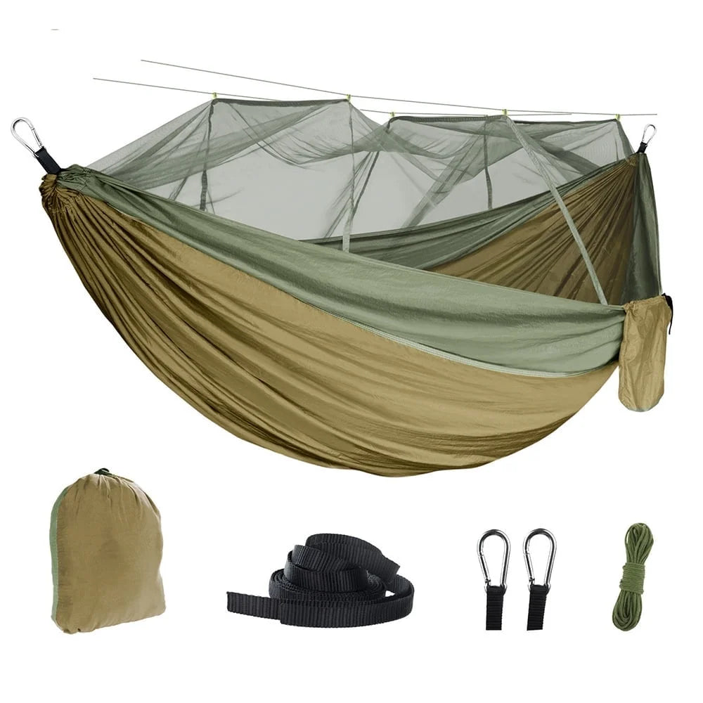 Ultimate Lightweight Camping Hammock - Double & Single Size with Tree Straps for Hiking, Beach, and Travel Adventures!