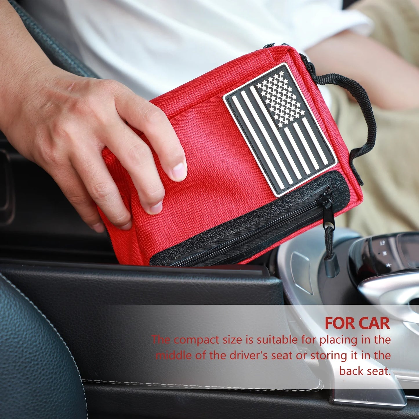 "Compact Premium First Aid Kit with travel-ready design, showcasing its organized and portable features for home, car, and outdoor use."