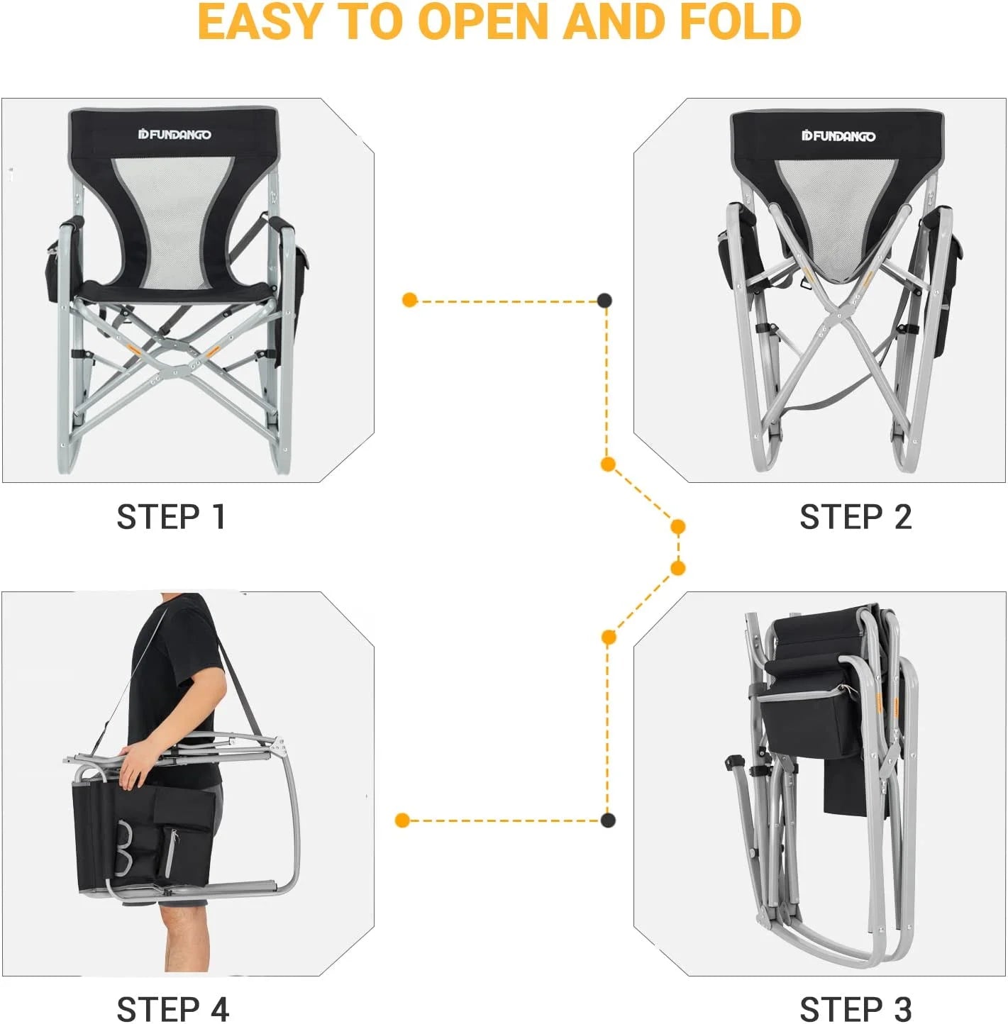 Image of the Emergency Camp Chair featuring a 300lb capacity, ergonomic design, and folding portability, ideal for camping, emergency kits, and outdoor adventures, displayed on a clean white background.