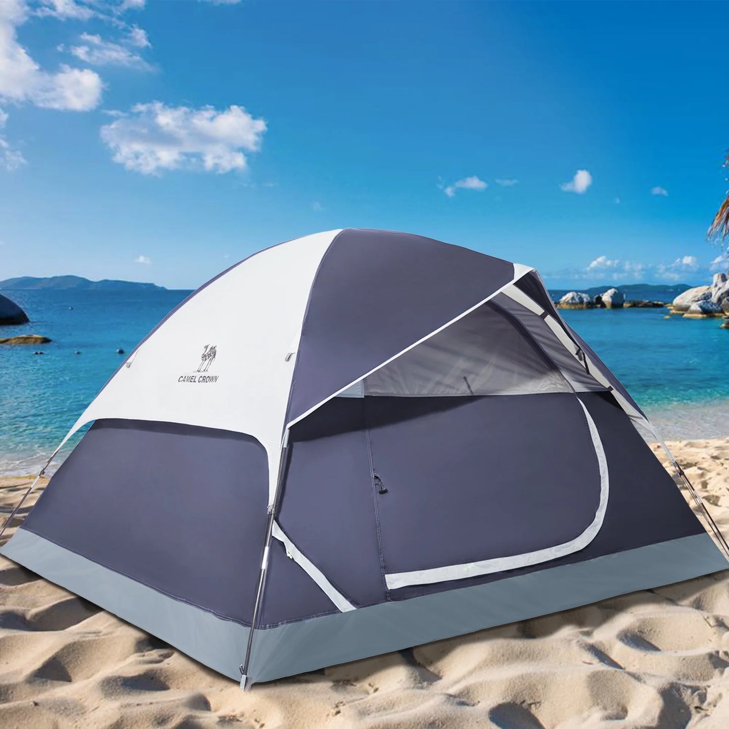 "5-6 Person Dome Tent - waterproof, easy setup, and spacious design for outdoor adventures."