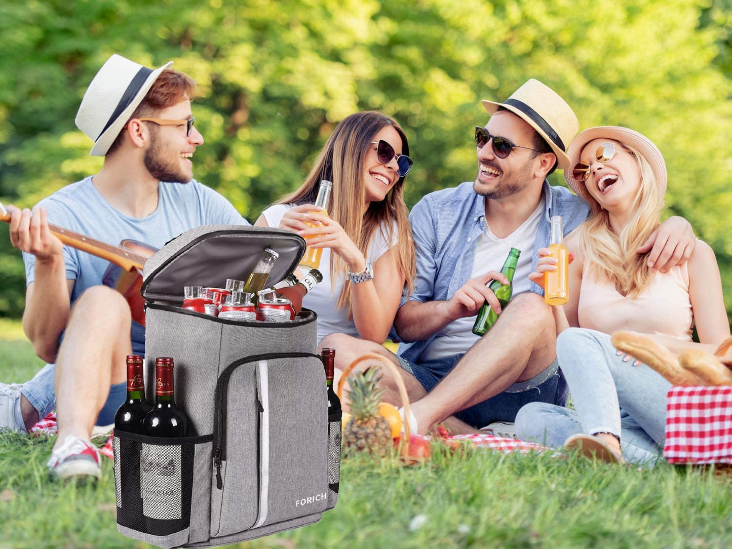 FORICH Lightweight Waterproof Backpack Cooler - Insulated, Leakproof Soft Cooler for Work, Beach, Picnics, Camping & Hiking - Holds 30 Cans