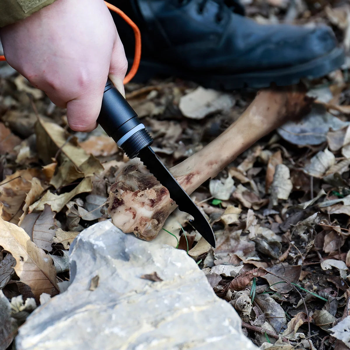 Image of a Survival Kit with a 15.35" high-carbon steel folding shovel, featuring a compact design, multi-tool functionality, and a durable hard case, ideal for emergency preparedness and outdoor use, displayed on a clean white background.