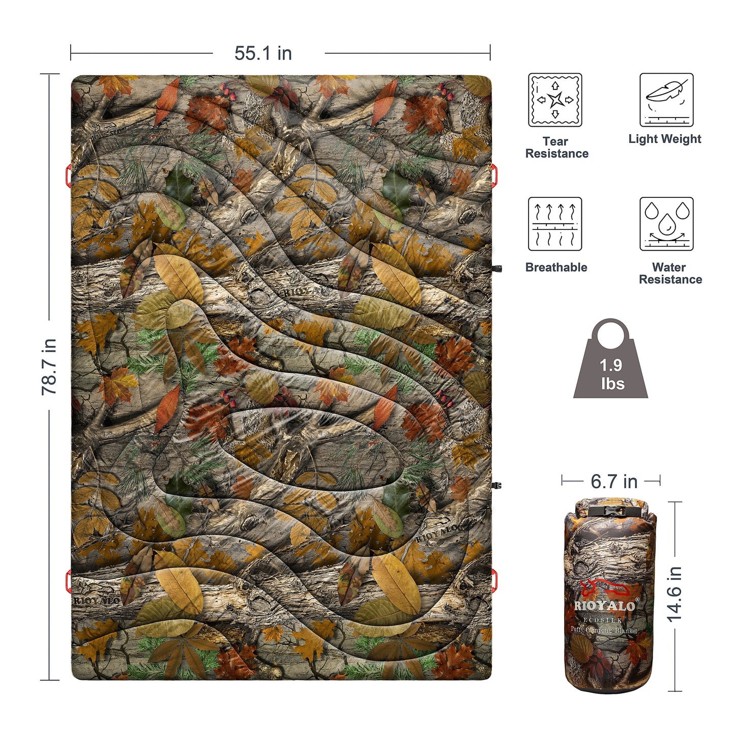 All-weather camping blanket with waterproof design, reflective inner layer for warmth, and military-inspired durability. Perfect for emergencies, camping, and survival.