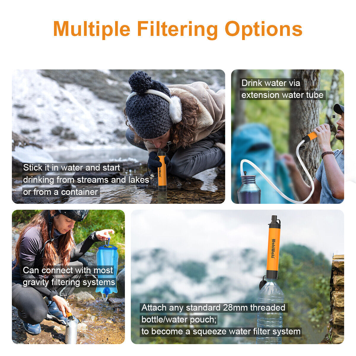 "Survival Water Straw 2-Pack - military-grade portable filtration system for camping and emergencies."