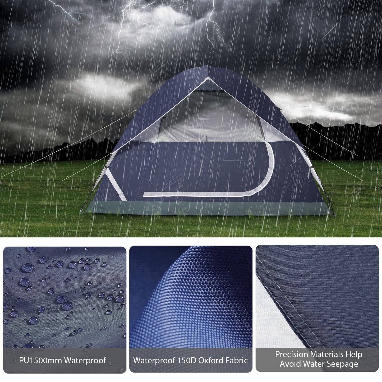 "5-6 Person Dome Tent - waterproof, easy setup, and spacious design for outdoor adventures."