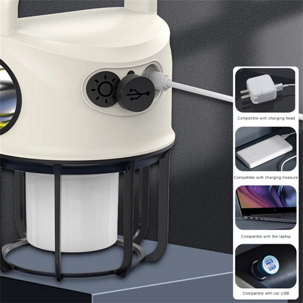 Image of a Rechargeable LED Light featuring USB charging, dual light modes, and a durable design, ideal for camping, bug-out bags, and emergency preparedness, displayed on a clean white background.