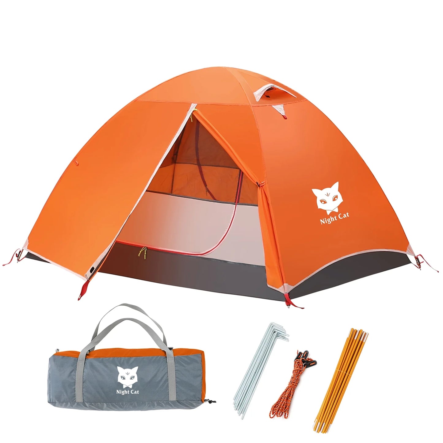 "Lightweight Backpacking Tent for 2 set up in a scenic outdoor location, showcasing its durable design and compact size."