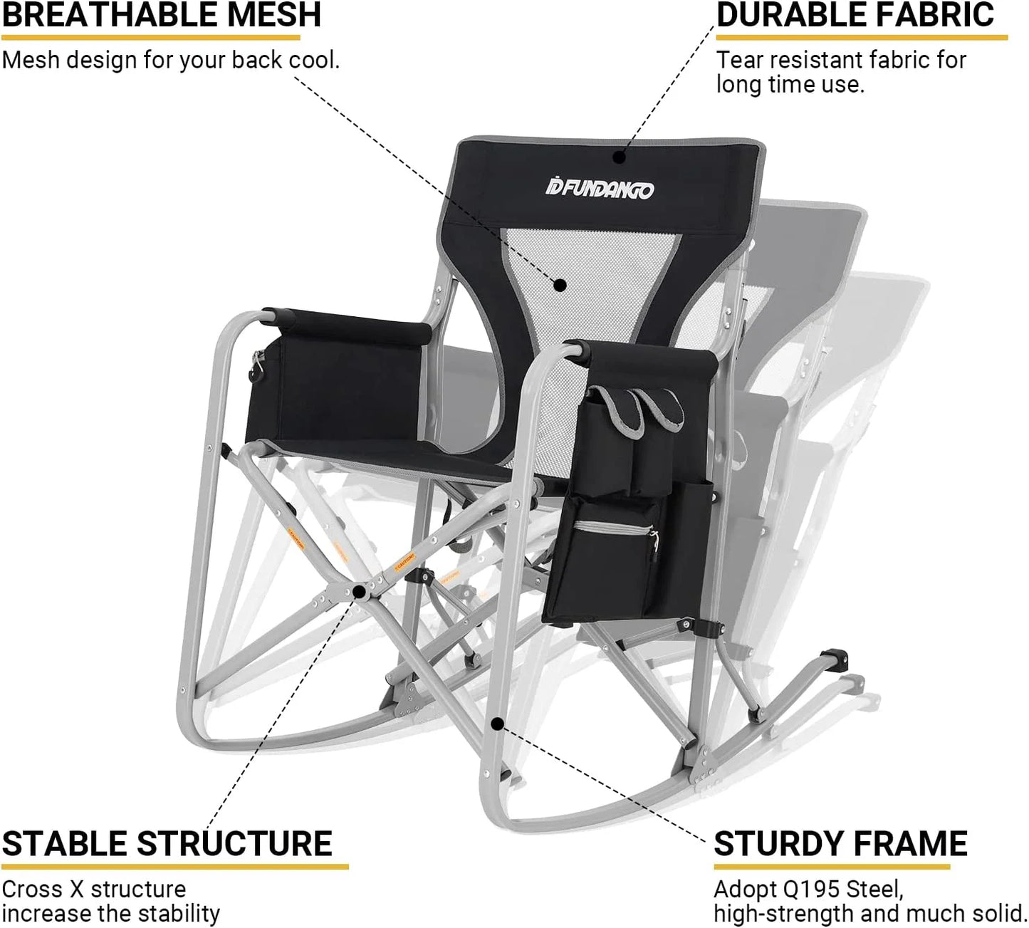 Image of the Emergency Camp Chair featuring a 300lb capacity, ergonomic design, and folding portability, ideal for camping, emergency kits, and outdoor adventures, displayed on a clean white background.