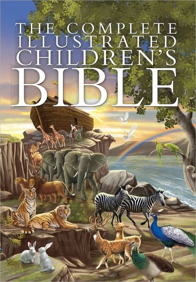 Image of the Illustrated Children's Bible (Hardcover), featuring vibrant cover art and nearly 300 illustrations, designed to engage young readers and families, displayed on a clean white background.