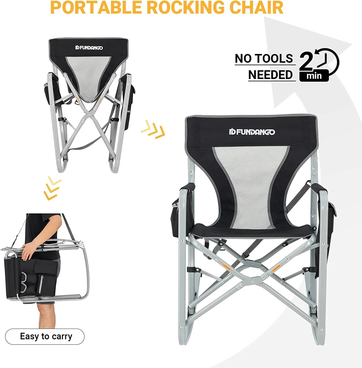 Image of the Emergency Camp Chair featuring a 300lb capacity, ergonomic design, and folding portability, ideal for camping, emergency kits, and outdoor adventures, displayed on a clean white background.