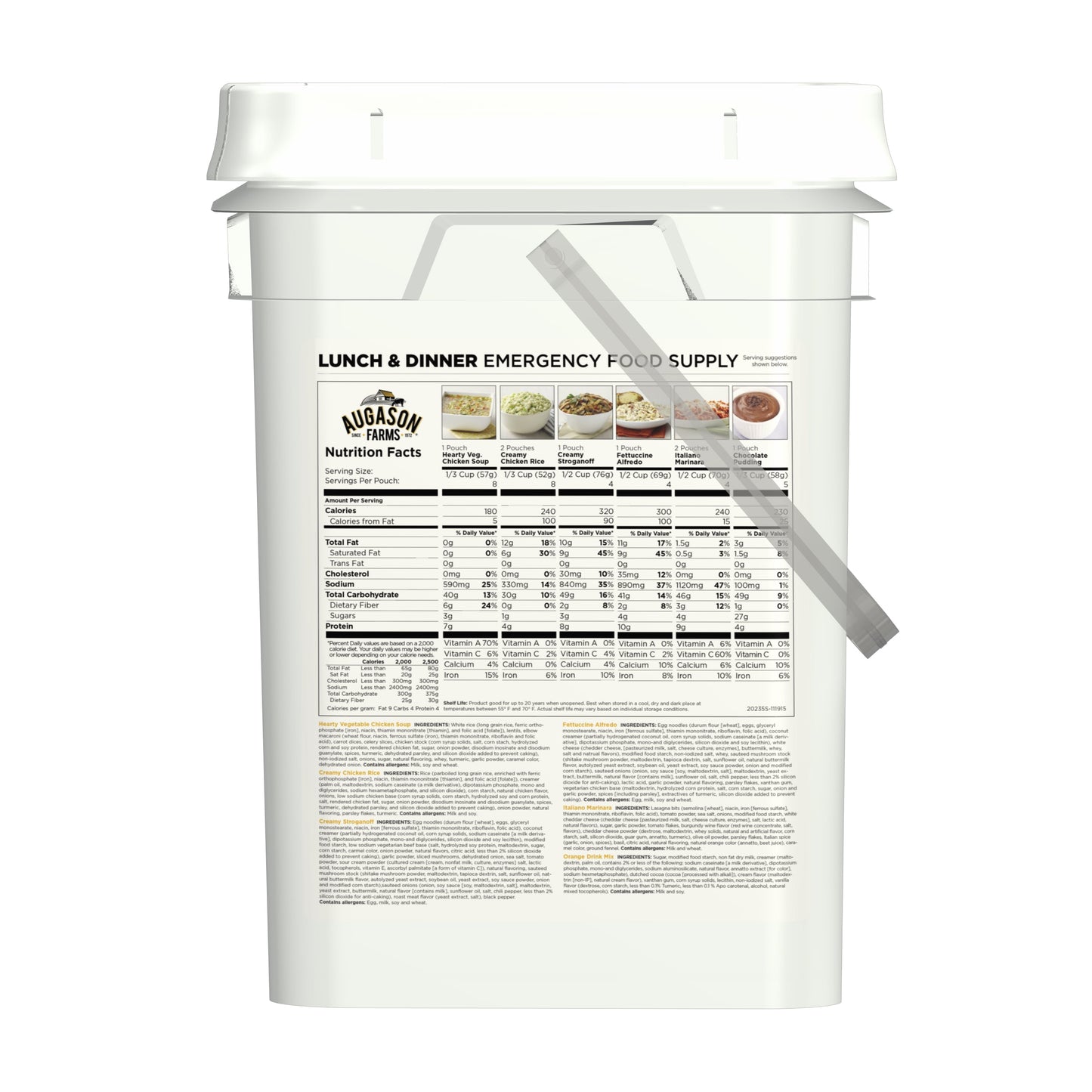 "Augason Farms Lunch & Dinner Emergency Food Supply - 11.03 lbs, 21,020 calories, 40-year expertise in emergency food."
