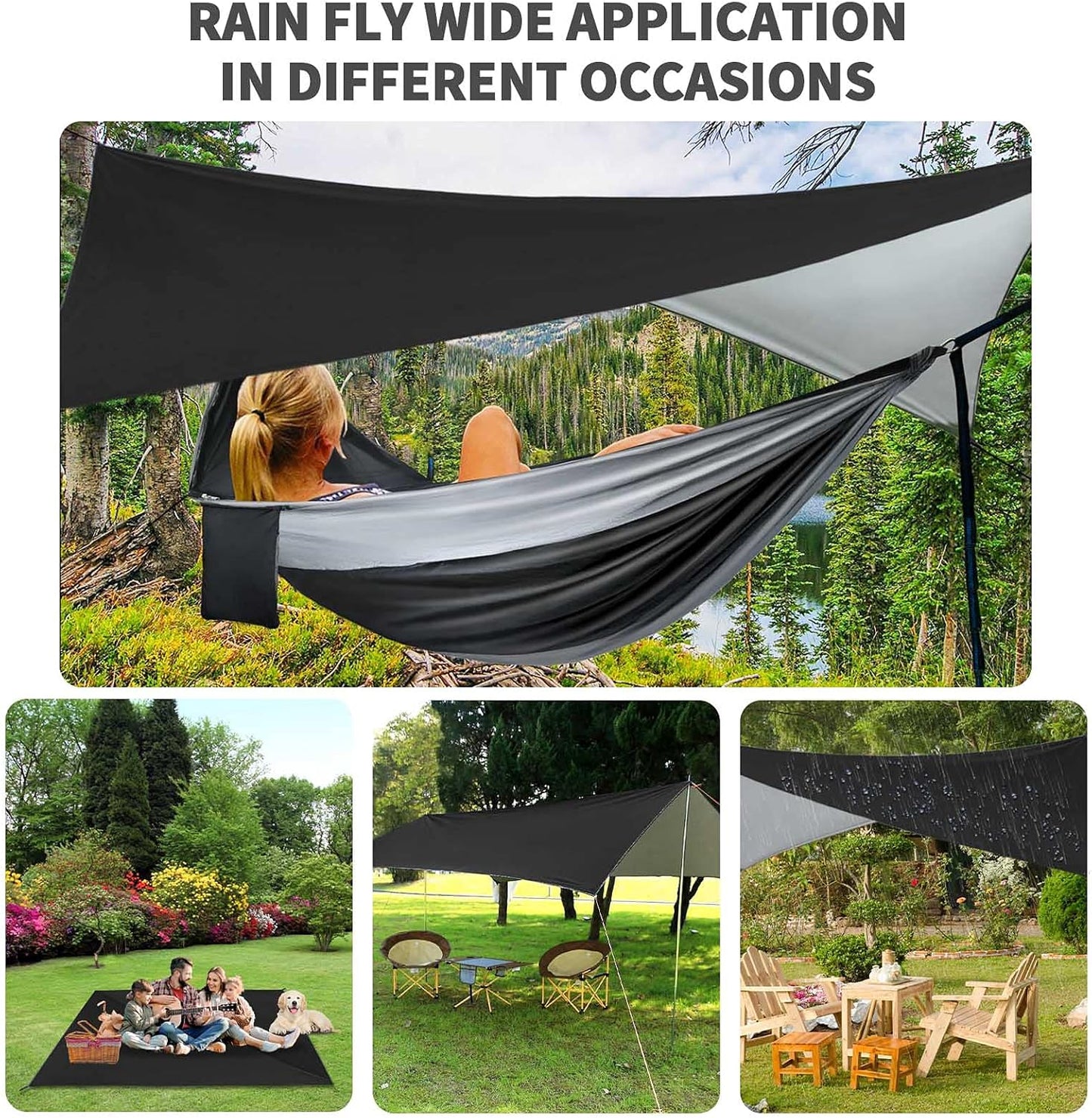Ultimate Camping Hammock with Mosquito Net & Rain Fly – Portable Single/Double Nylon Parachute Hammock for Adventure & Relaxation, Complete with Heavy-Duty Tree Straps