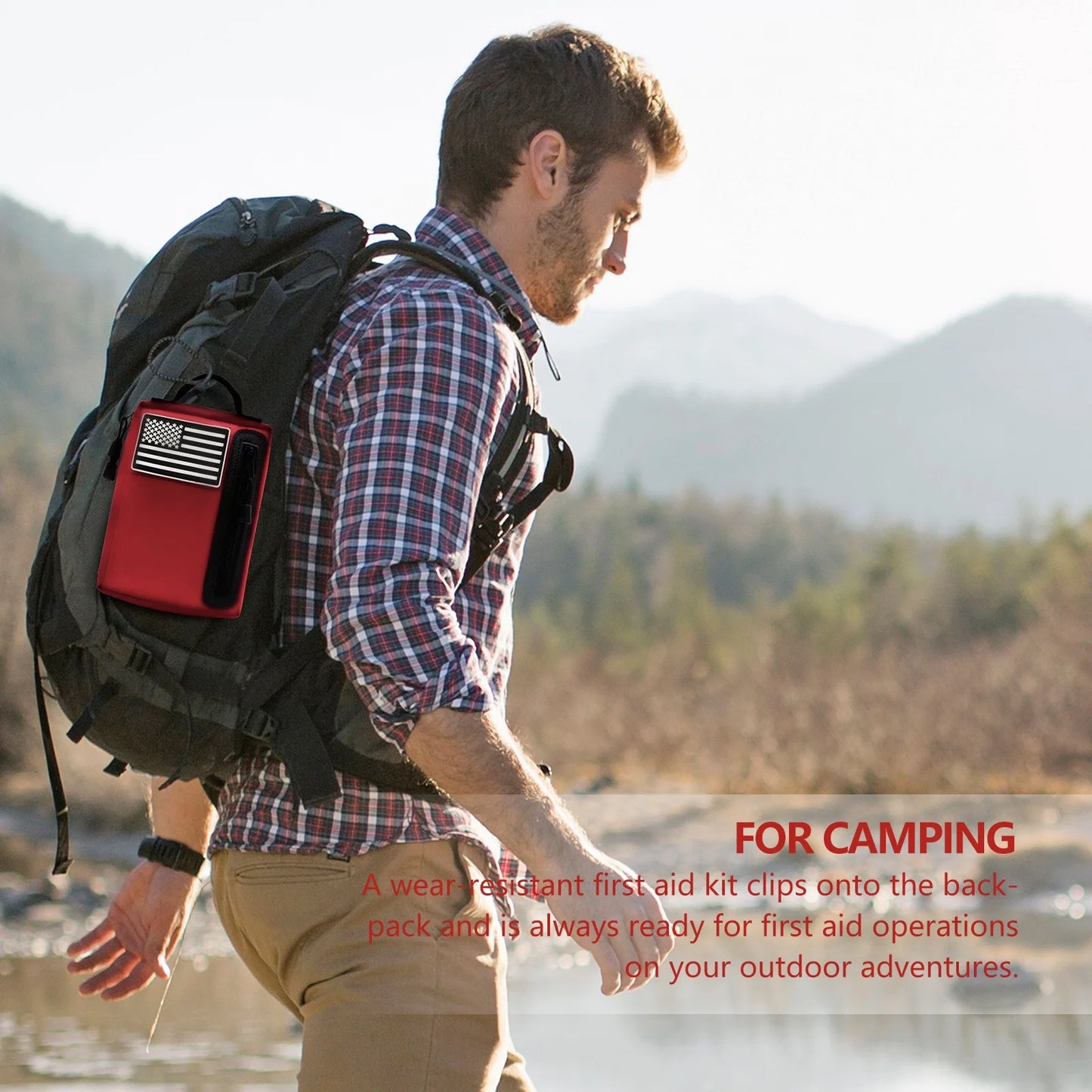 "Compact Premium First Aid Kit with travel-ready design, showcasing its organized and portable features for home, car, and outdoor use."