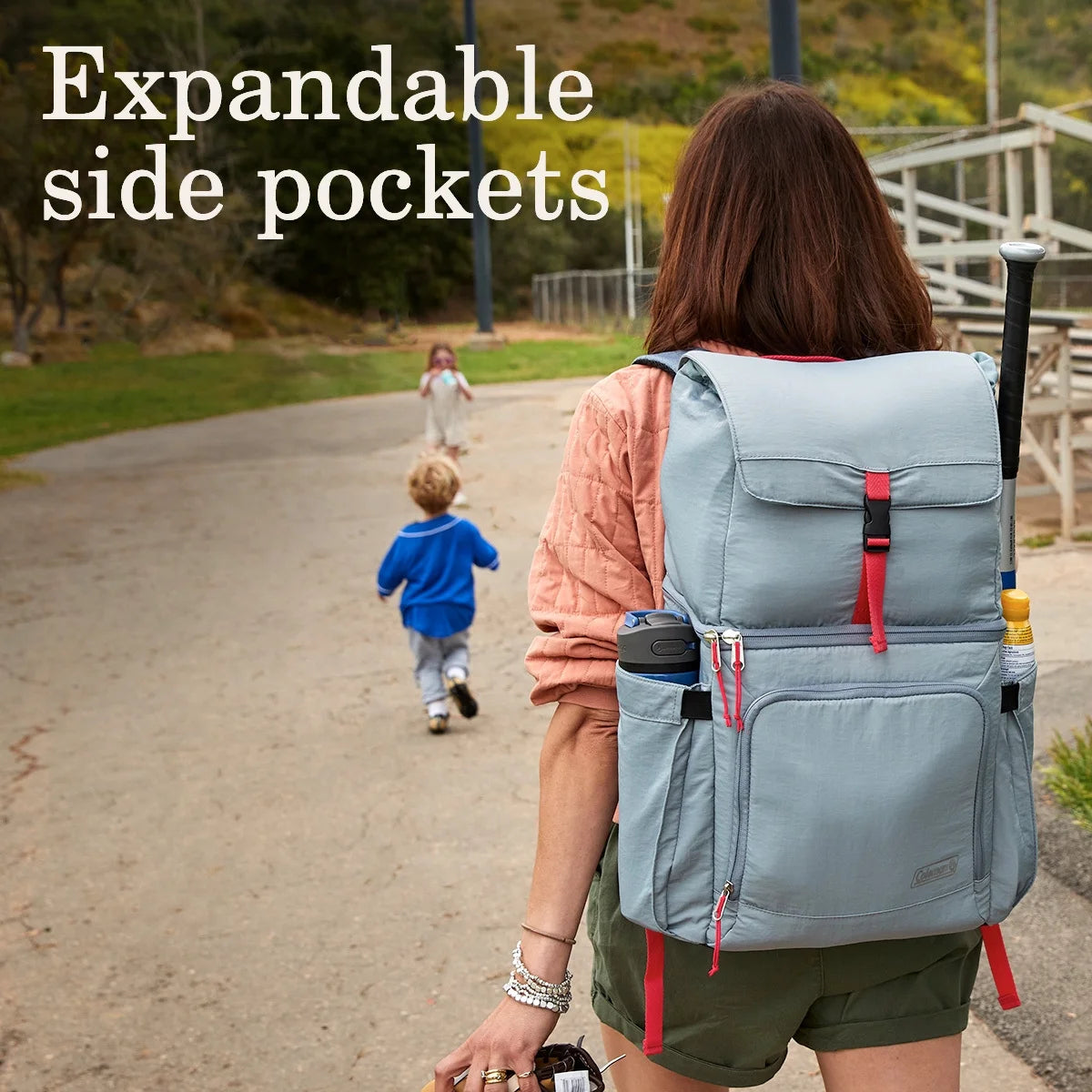 Now 18-Can Soft-Sided 31.86 Qt Backpack Cooler, Gray and Red