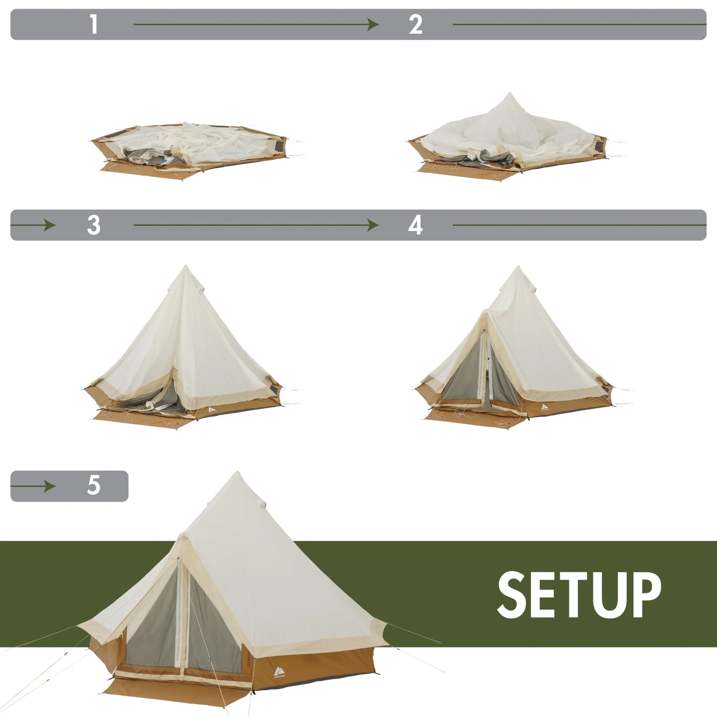 "8-Person Instant Cabin Tent set up in a campsite, showcasing its spacious interior, LED lighted poles, and durable design."