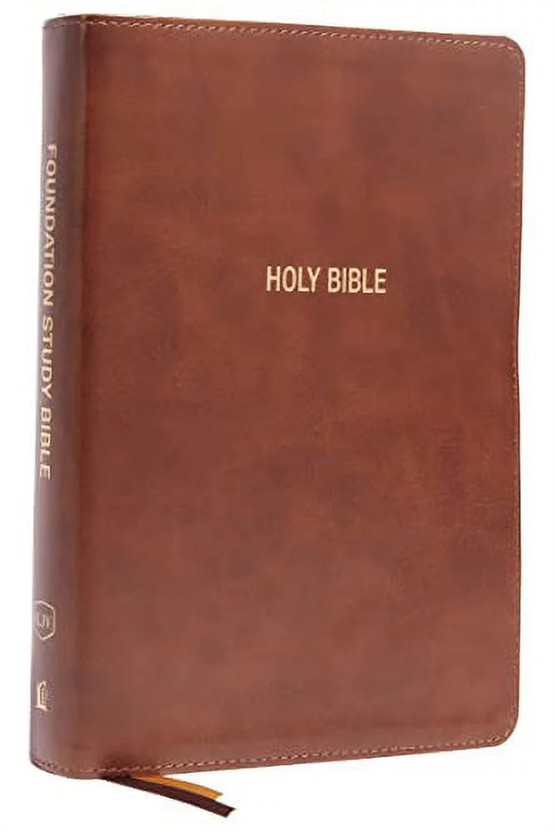 Large Print KJV Foundation Study Bible - Brown Leathersoft, Red Letter, Thumb Indexed, Comfort Print