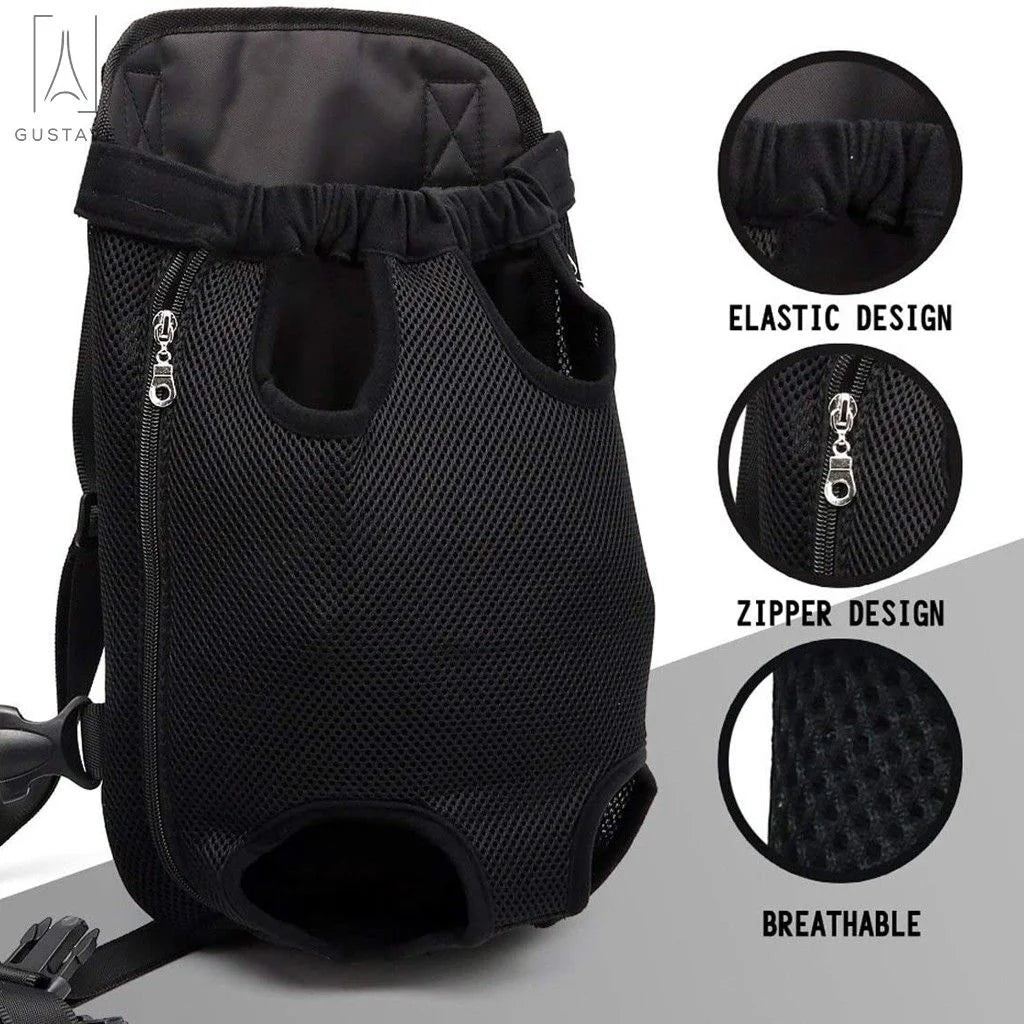 Pink pet carrier backpack with breathable mesh, adjustable straps, and lightweight design, ideal for small to medium-sized pets.