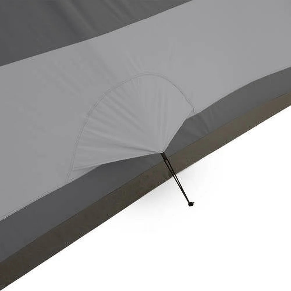 "6-Person Cabin Tent with Skylight set up at a campsite, showcasing its spacious interior and sun-blocking technology."