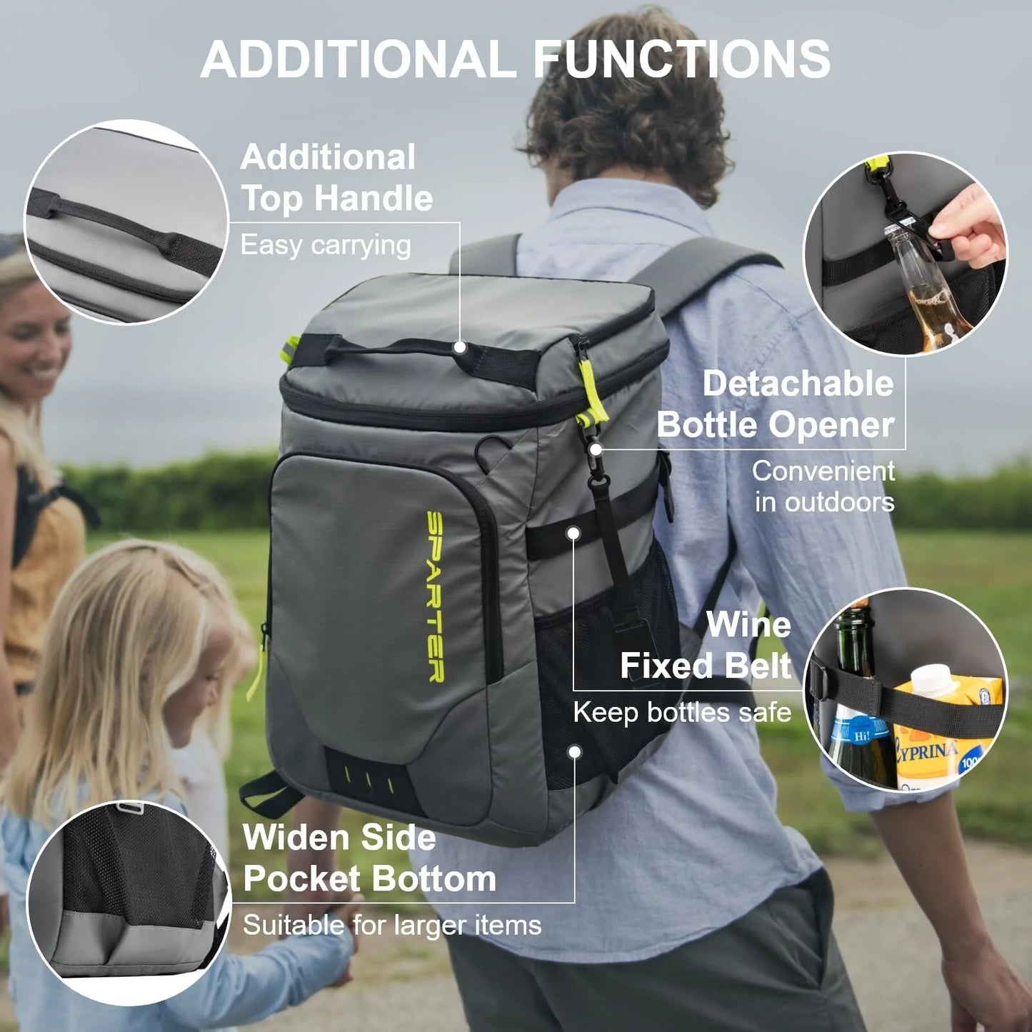 Insulated Large Travel Backpack Cooler - Waterproof 45 Can Capacity with 2 Compartments for Beach & Camping Adventures
