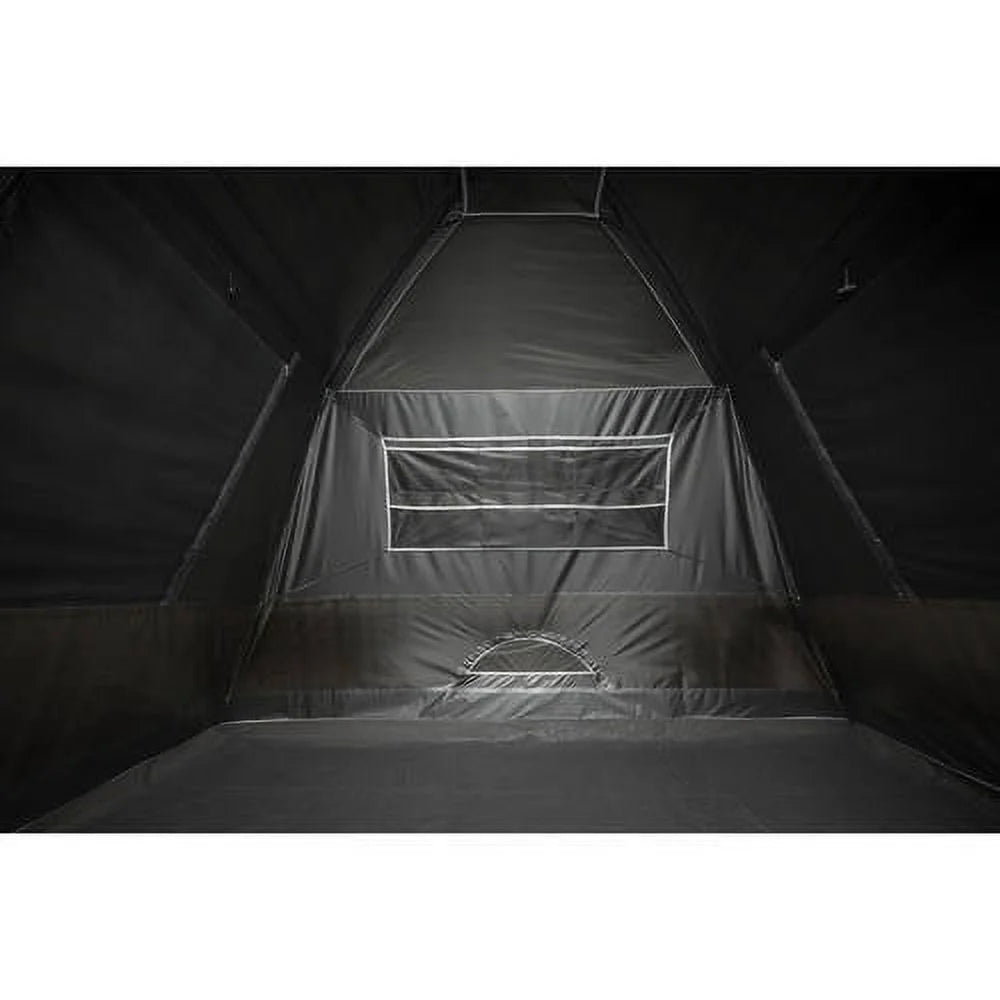 "6-Person Cabin Tent with Skylight set up at a campsite, showcasing its spacious interior and sun-blocking technology."