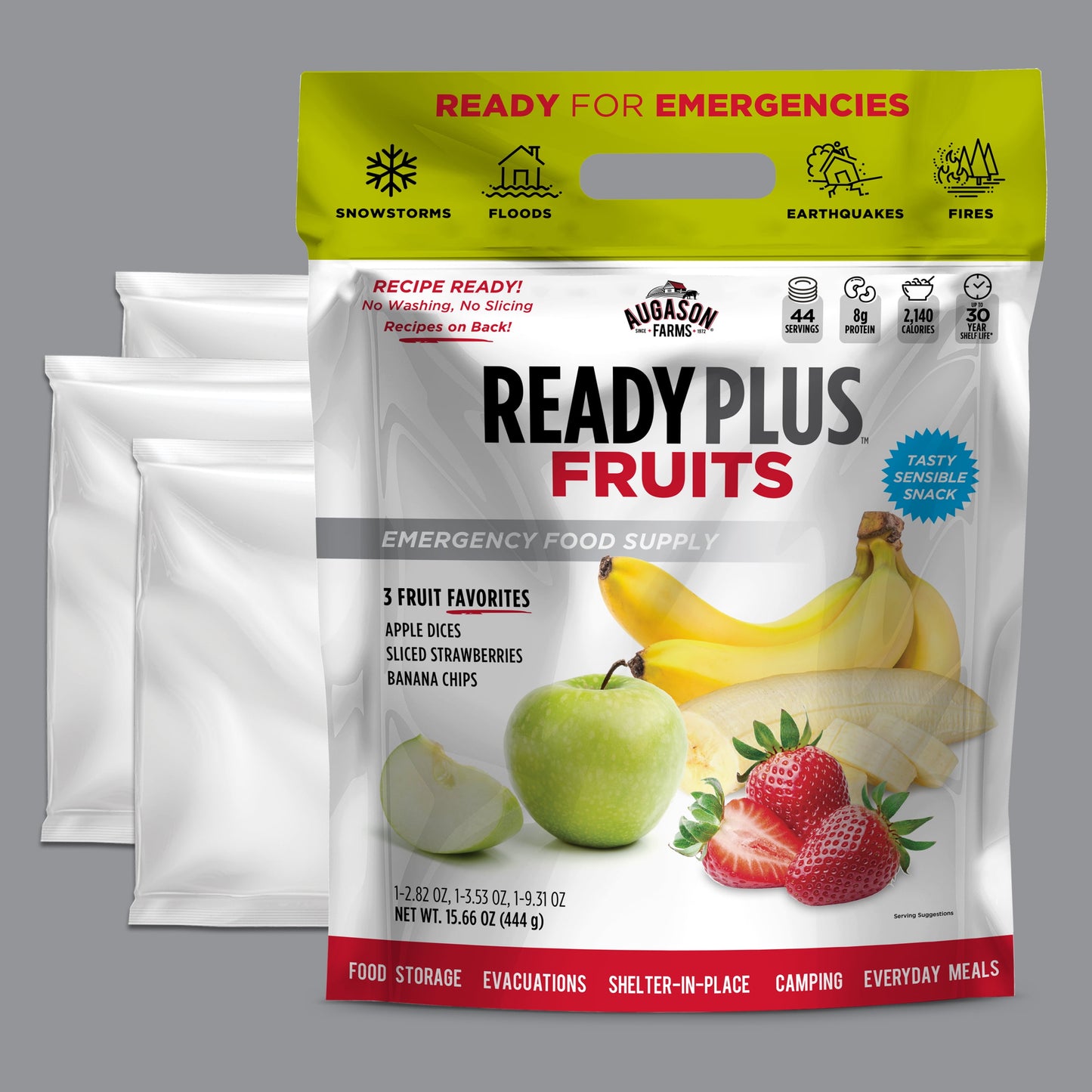 READY PLUS™ Freeze-Dried & Dehydrated Fruits - 15.6 Oz Resealable Emergency Food Supply