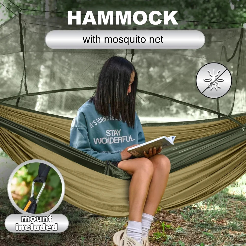 Ultimate Lightweight Camping Hammock - Double & Single Size with Tree Straps for Hiking, Beach, and Travel Adventures!