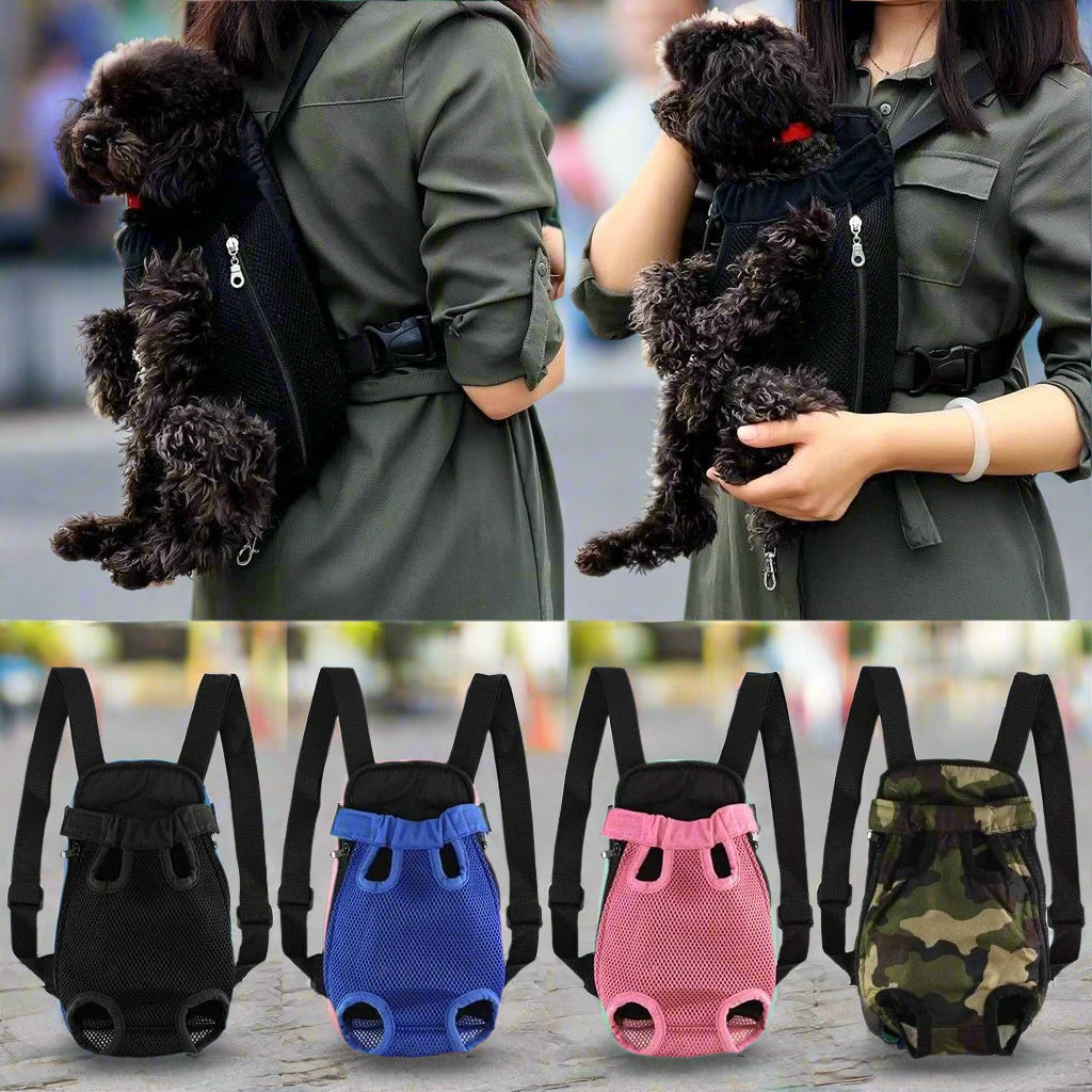 Pink pet carrier backpack with breathable mesh, adjustable straps, and lightweight design, ideal for small to medium-sized pets.